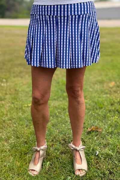 Royal Checkered Caryn Pleated Skort