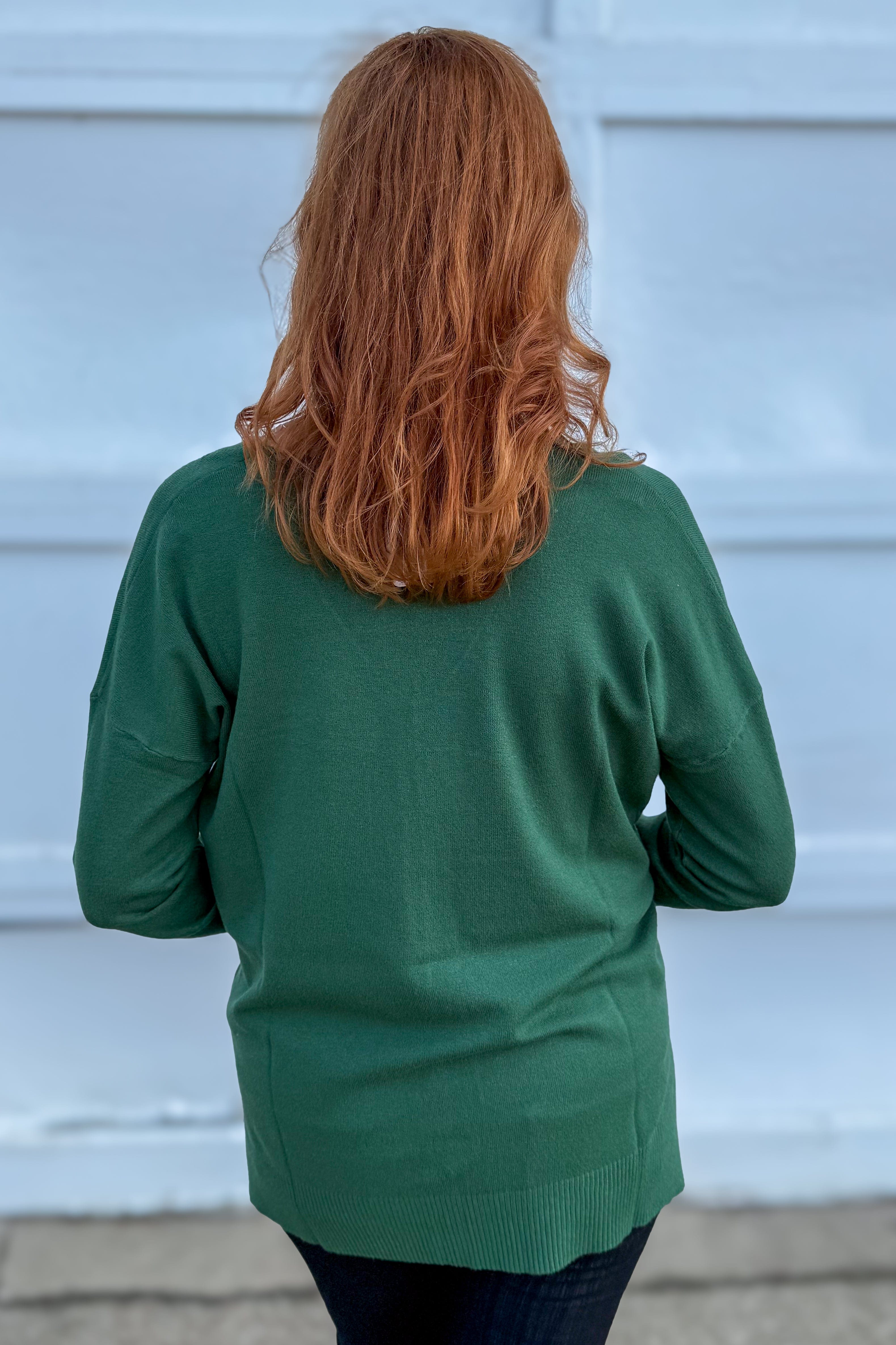 Dark Green Viscose Front Seam Sweater Back
