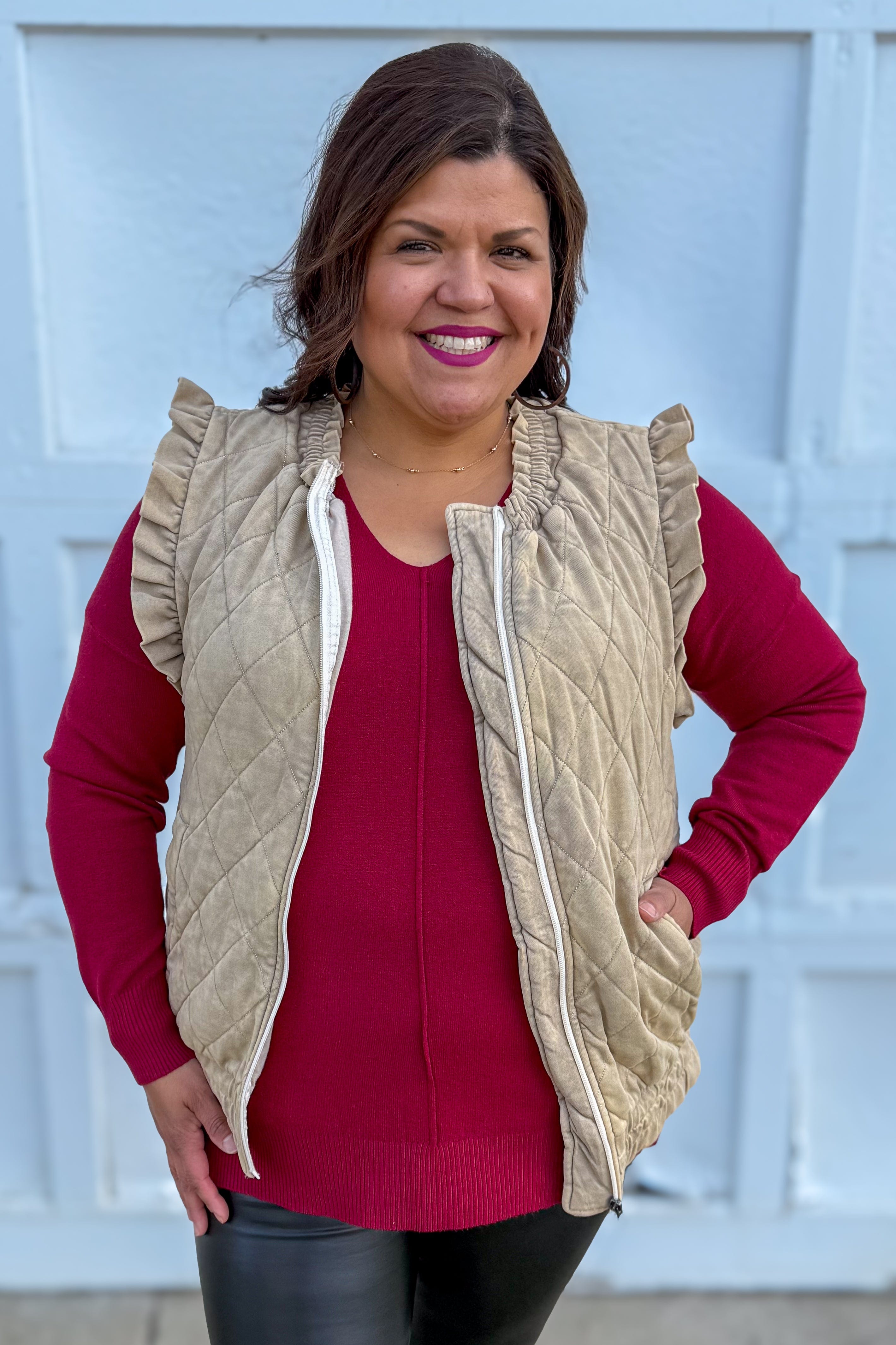 Cabernet Viscose Front Seam Sweater with vest