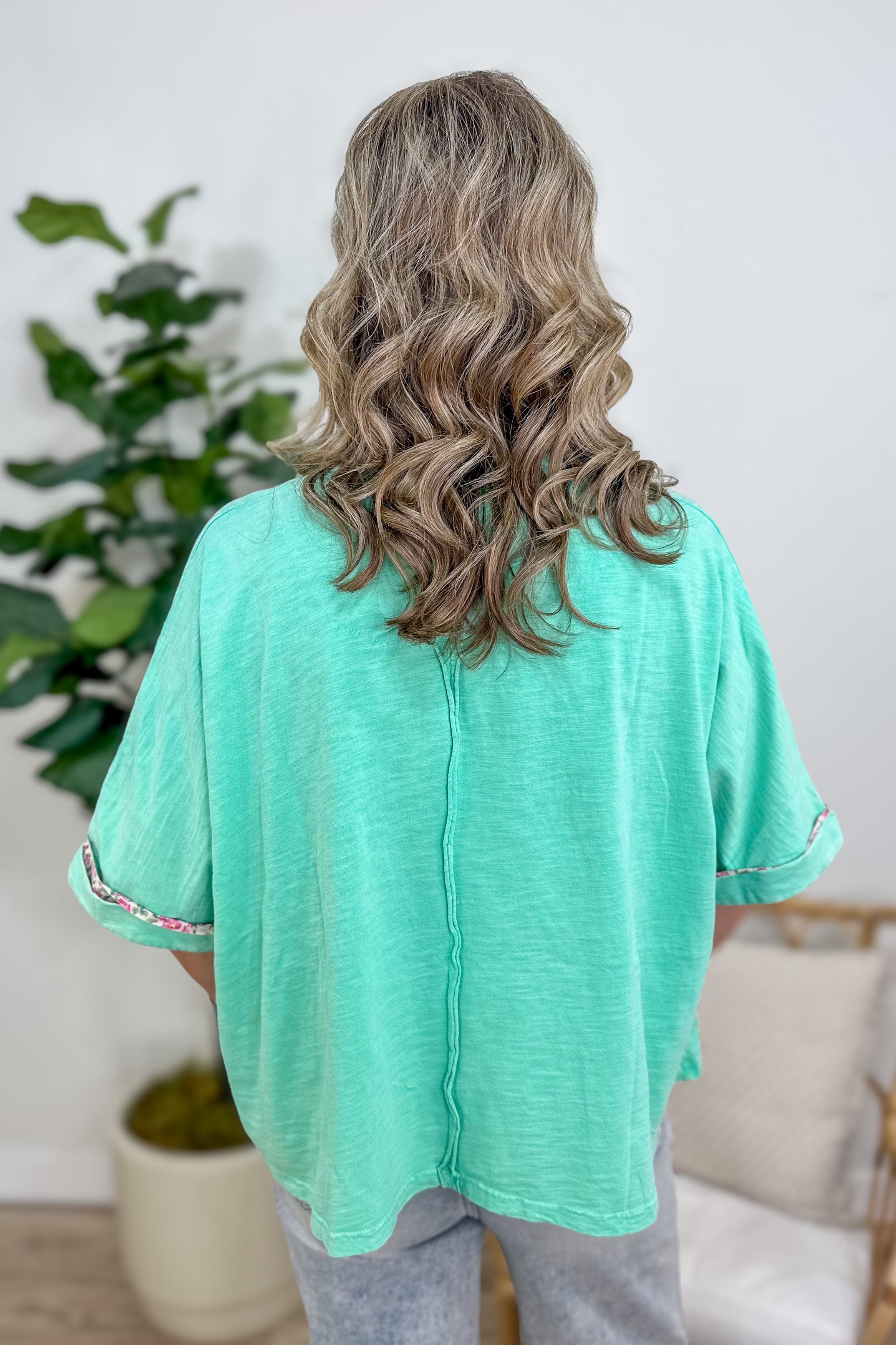 Atlantic Green Flower Patch Top back