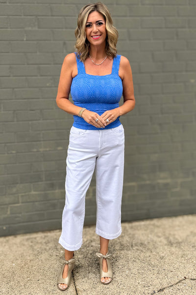 Royal Blue Lace Textured Square Top