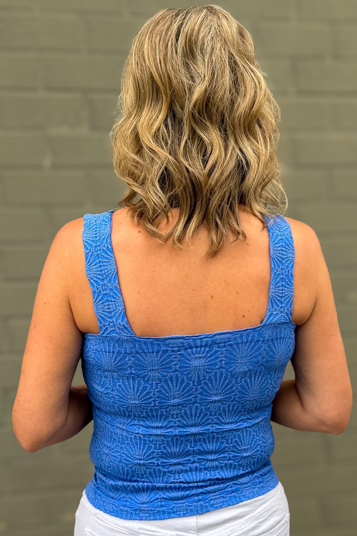 Royal Blue Lace Textured Square Top Back