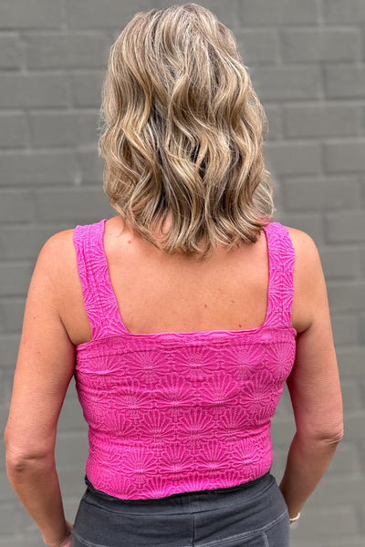 Aloha Fuchsia Lace Textured Square Top Back