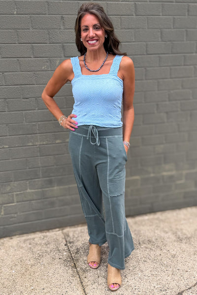 Serene Blue Lace Textured Square Top