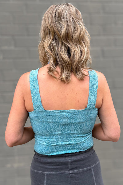 Dusty Teal Lace Textured Square Top Back