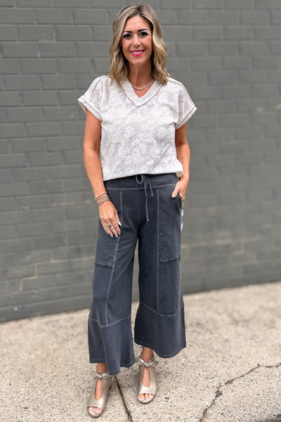Black Exposed-Seam Pants