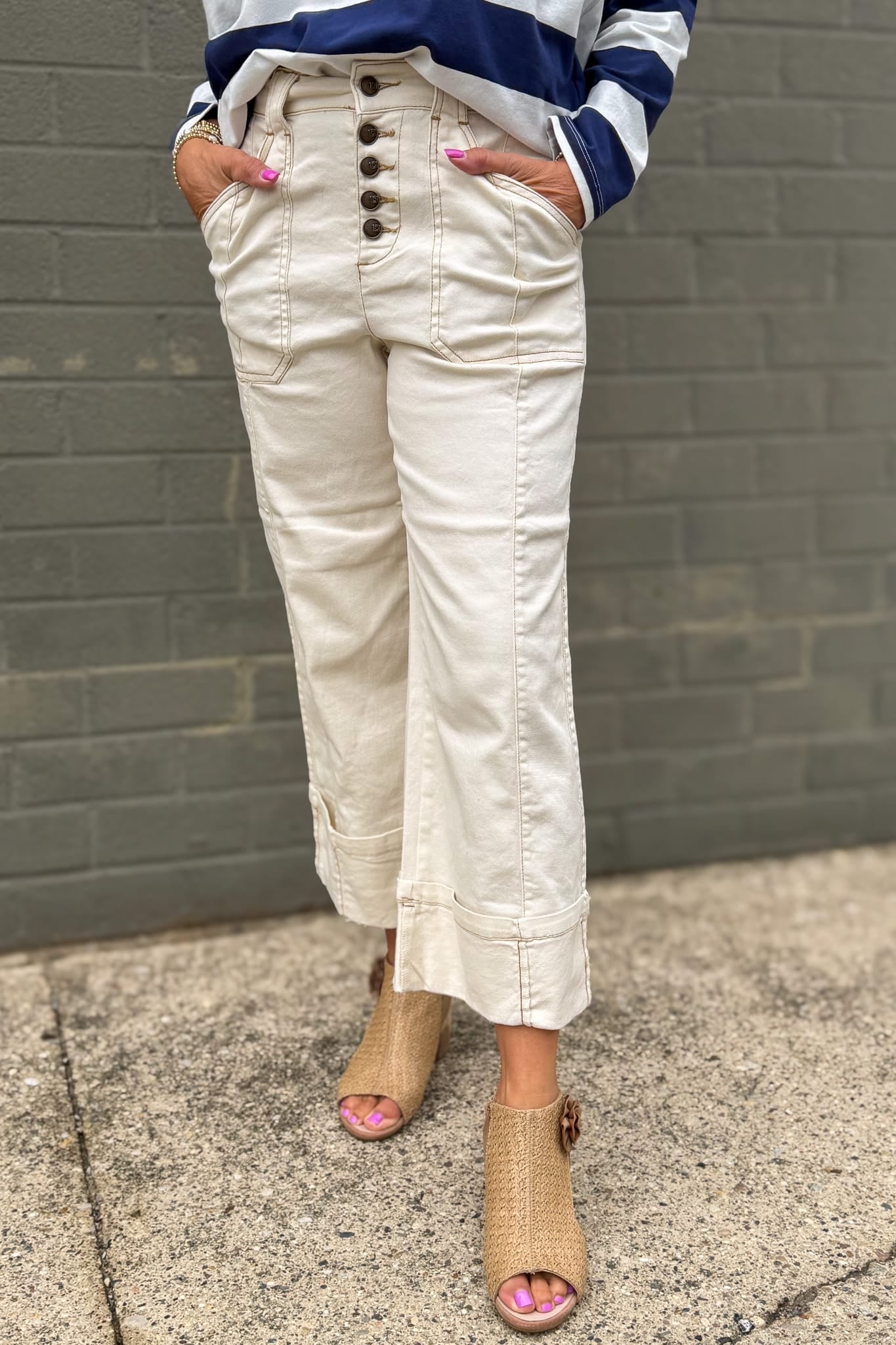 Natural Cuffed Crop Relaxed Straight Leg