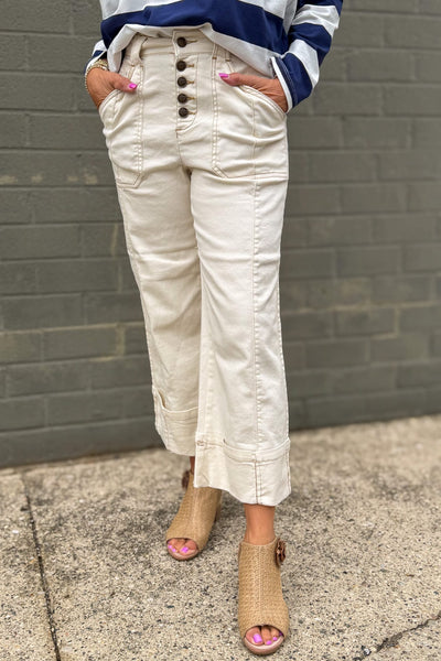 Natural Cuffed Crop Relaxed Straight Leg