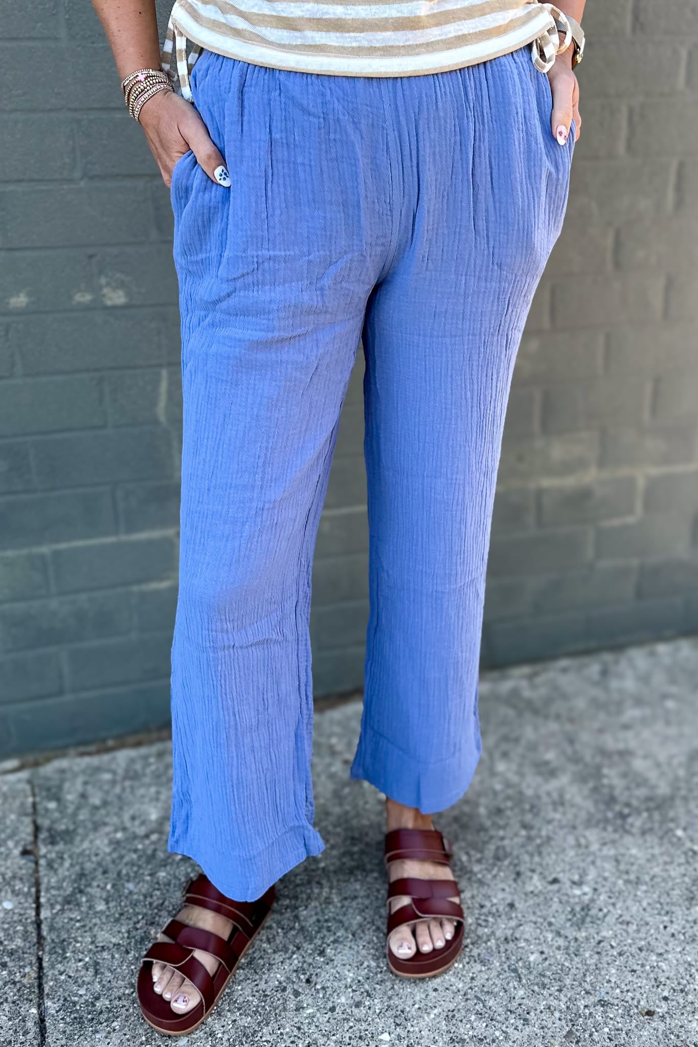 Dusty Blue Gauze Pants