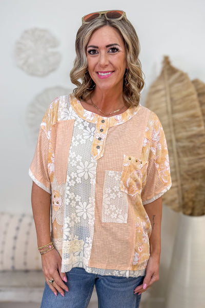 Peach Flower Patch Top