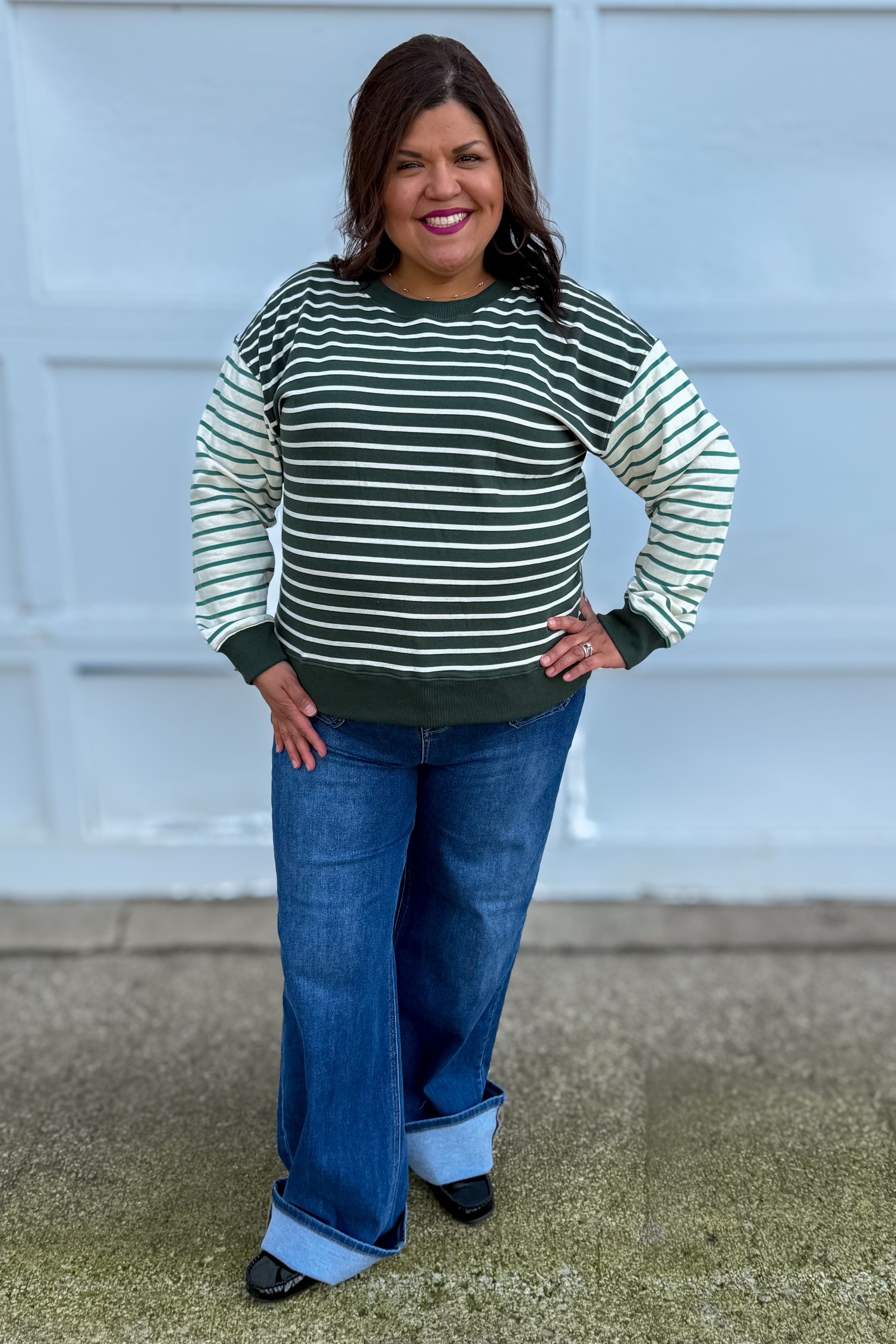 Forest Mix Stripe French Terry Top Styled