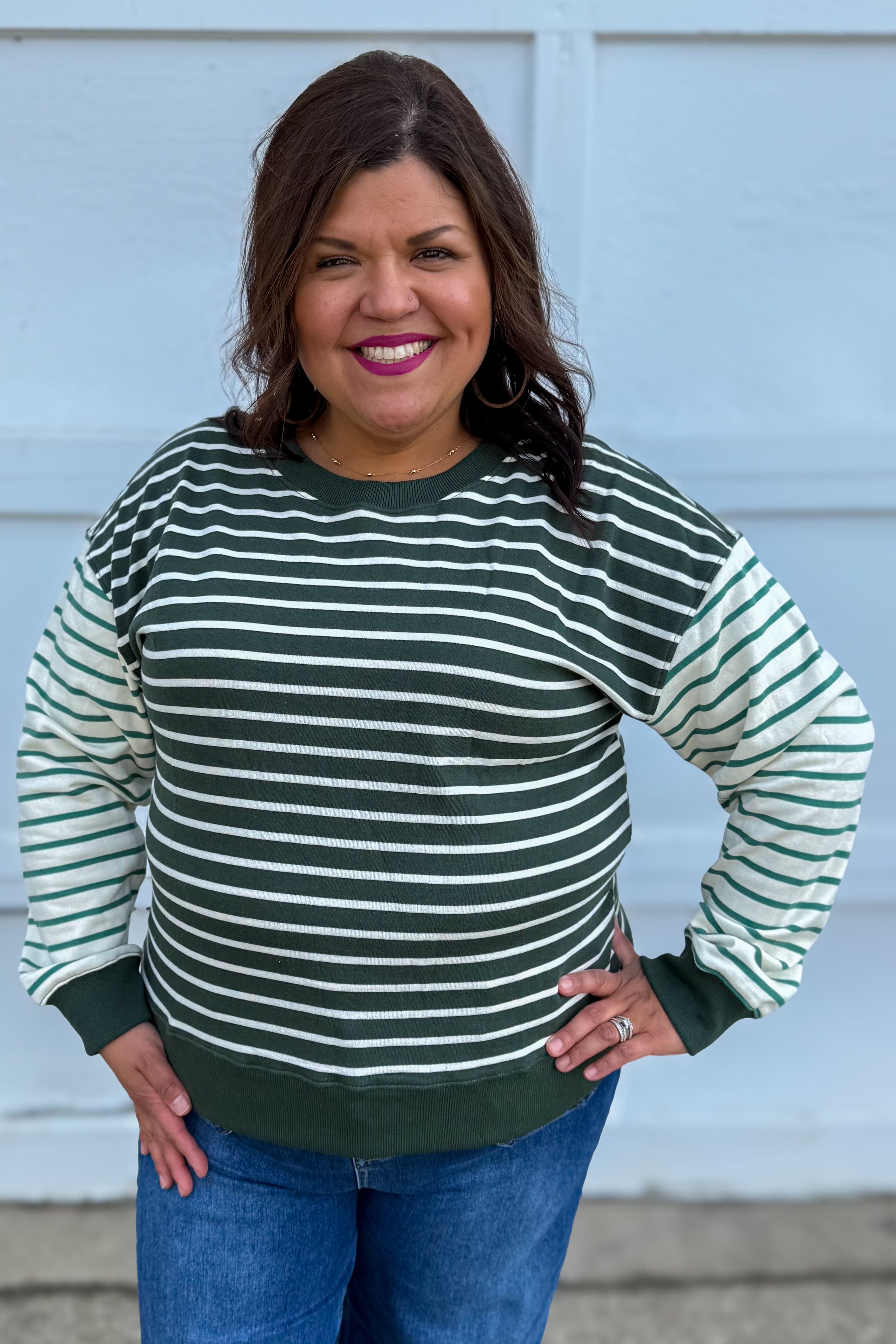 Forest Mix Stripe French Terry Top
