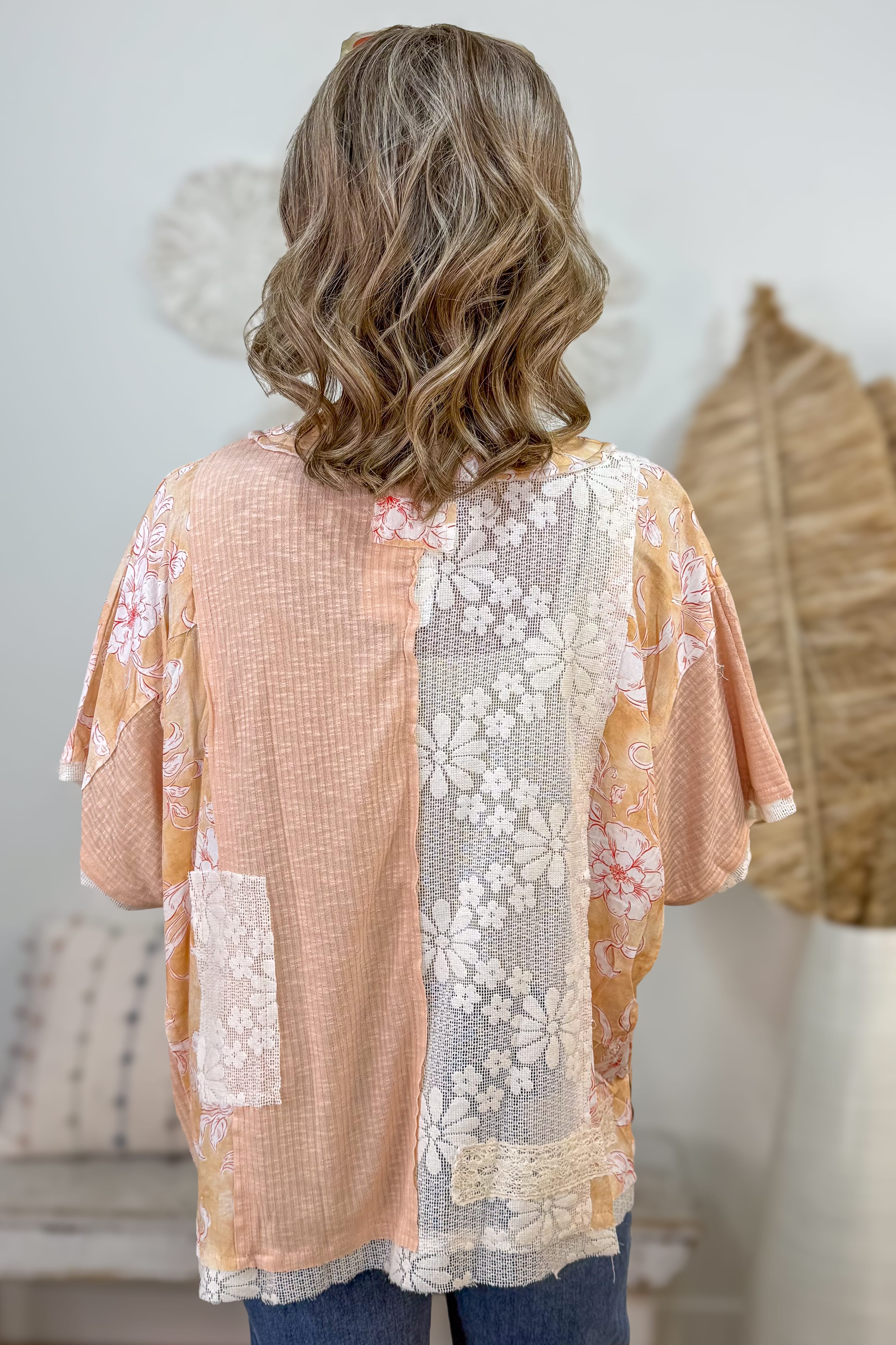 Peach Flower Patch Top Back