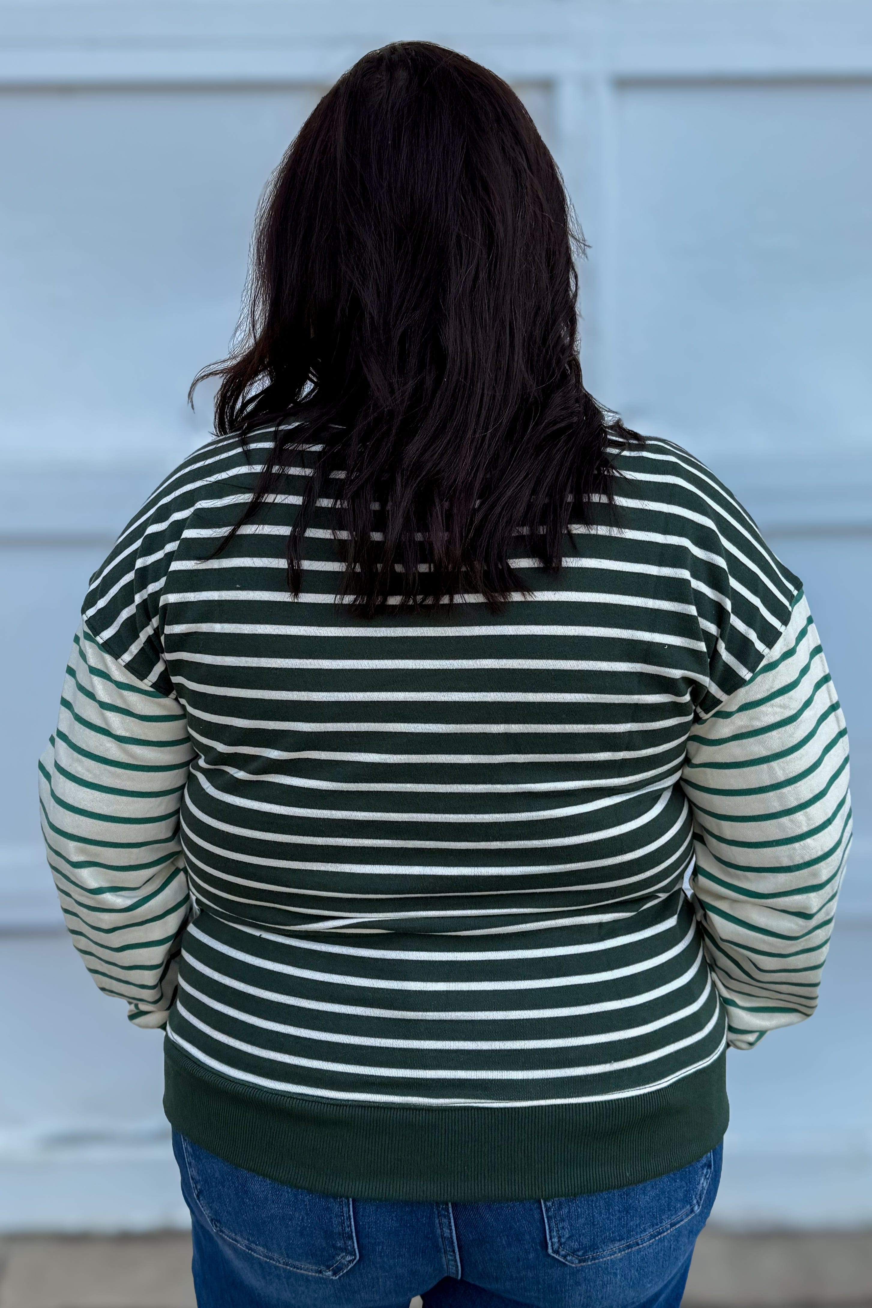 Forest Mix Stripe French Terry Top Back