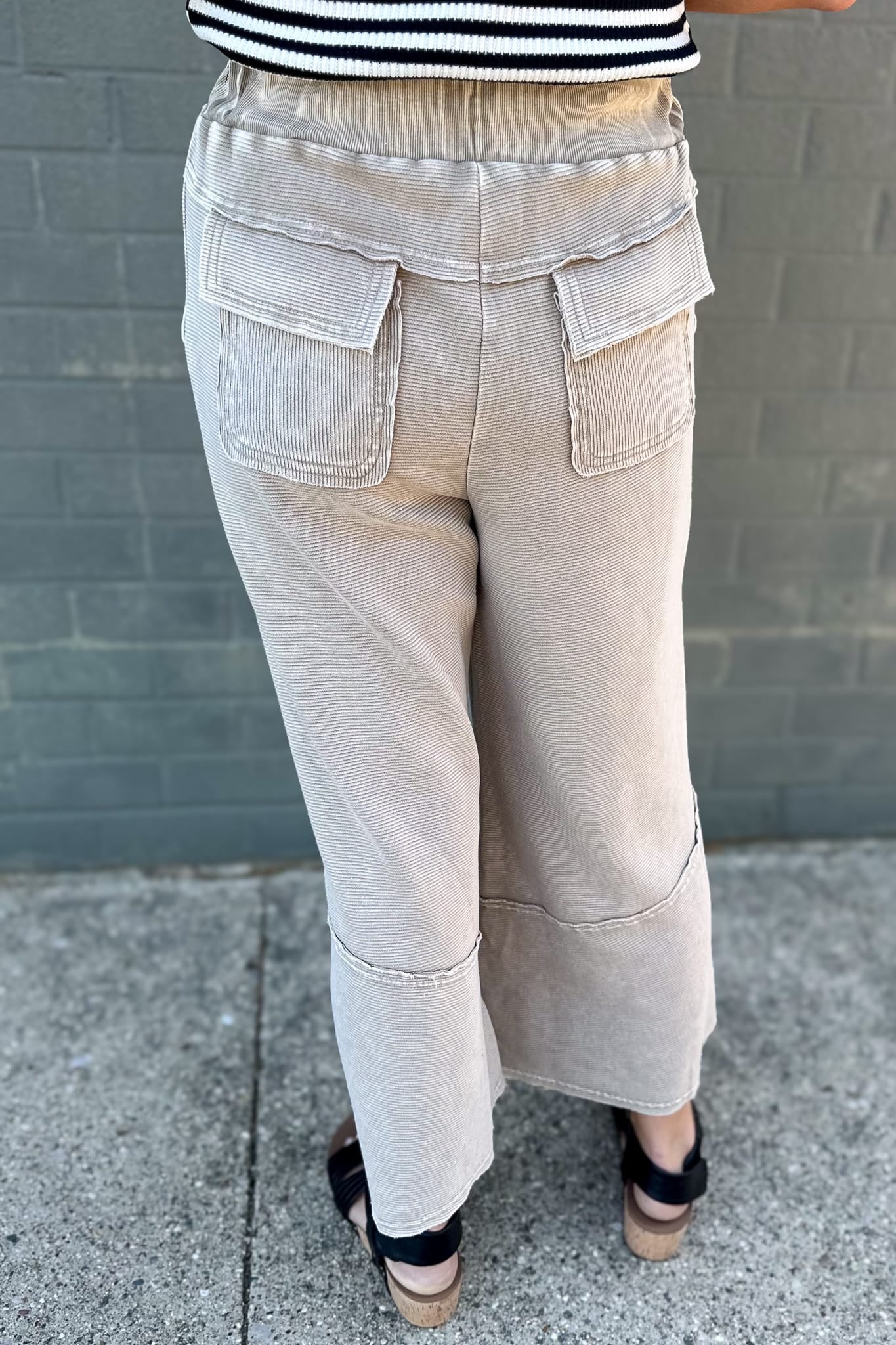 Light Mocha Textured Thermal Pant Back