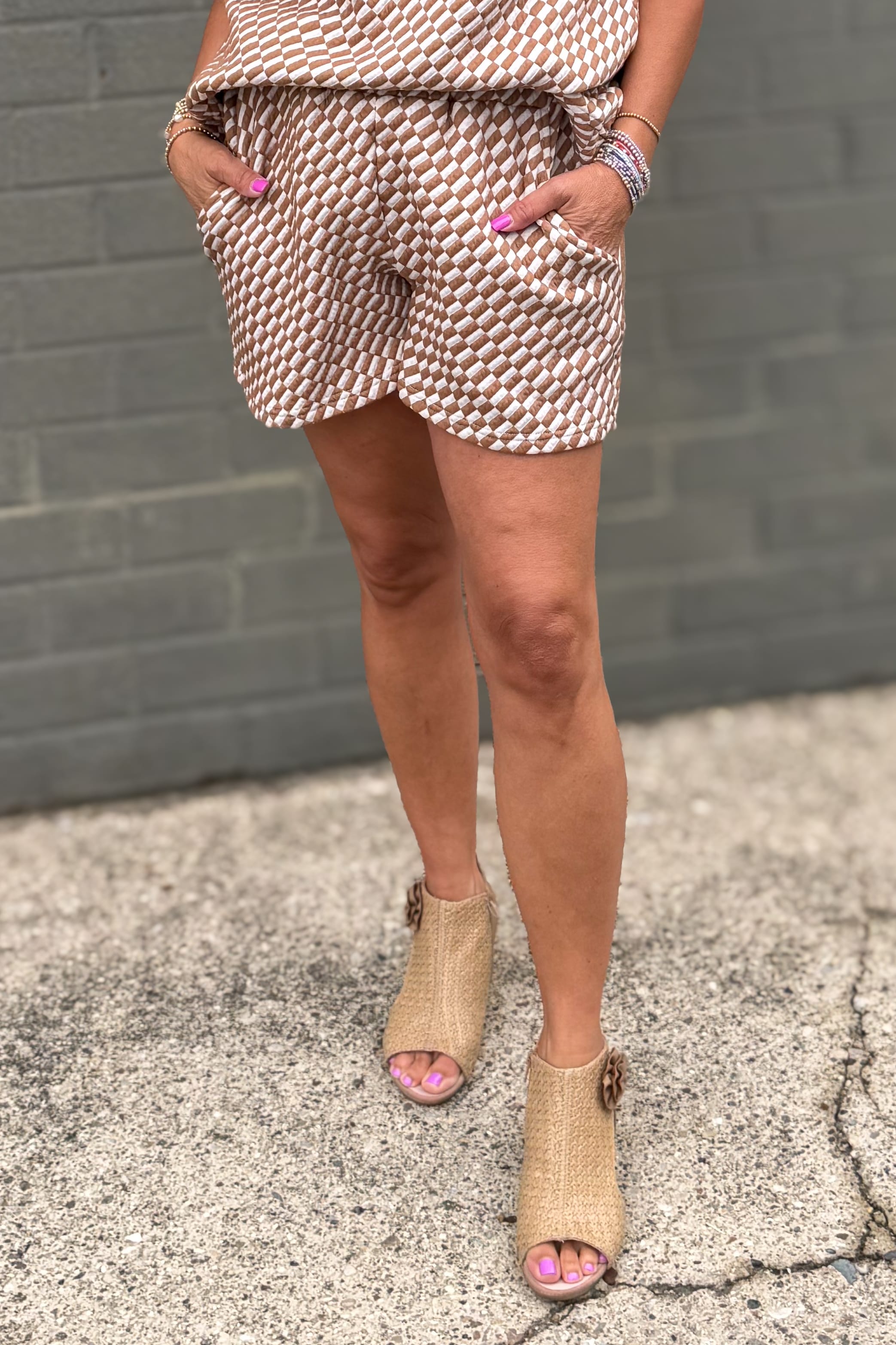 Tan Geo Textured Short Set