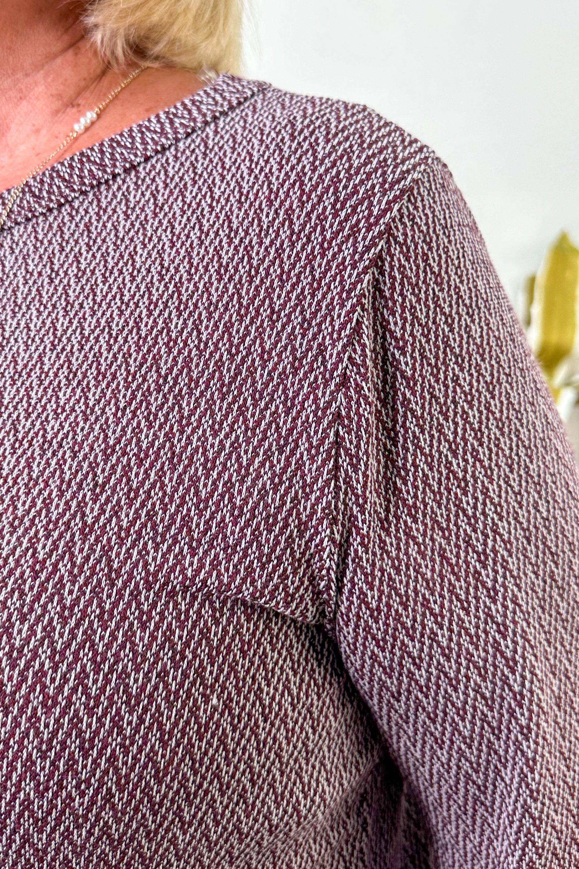 Plum Mini Chevron Pullover detail