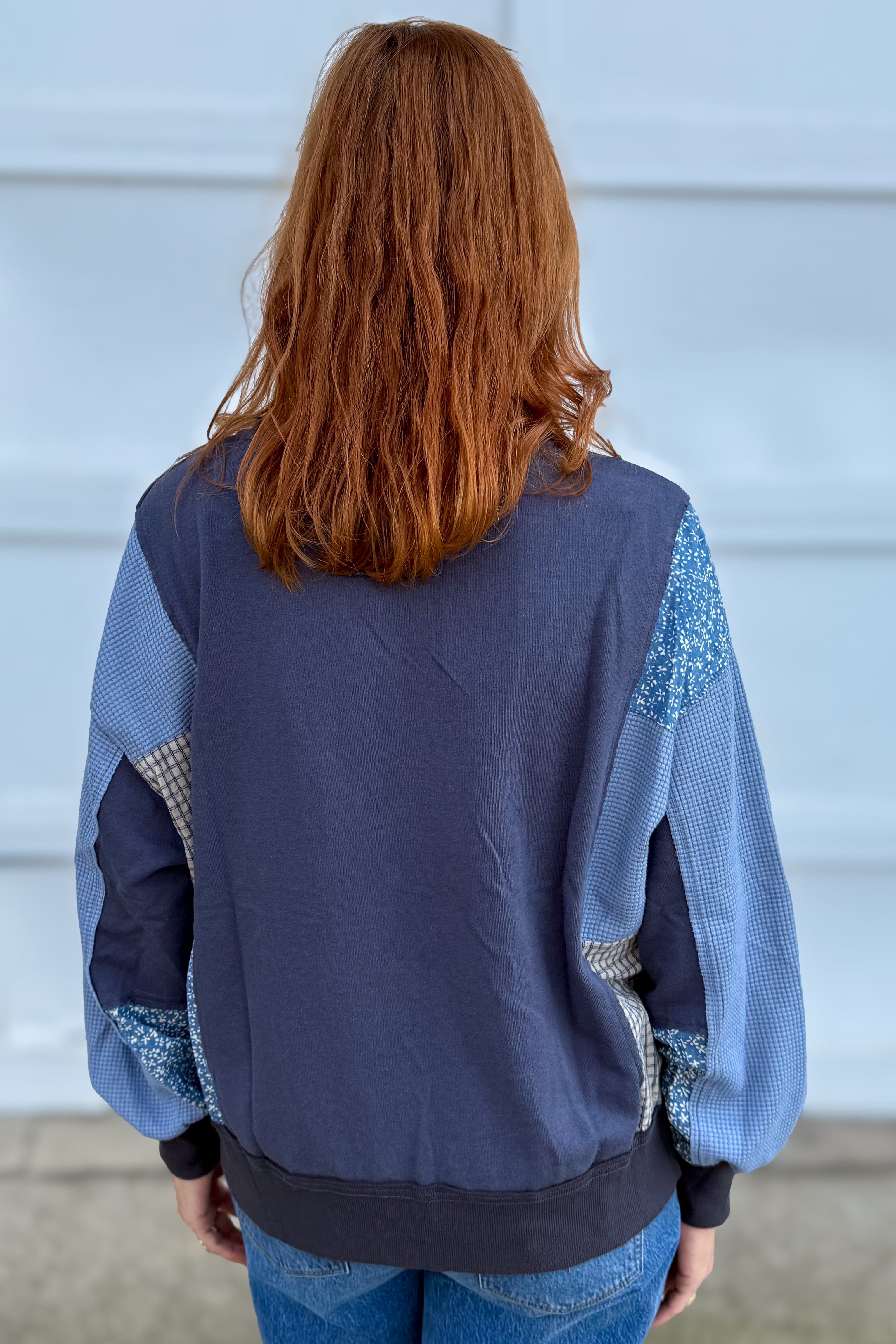Blue Mixed Media Top Back