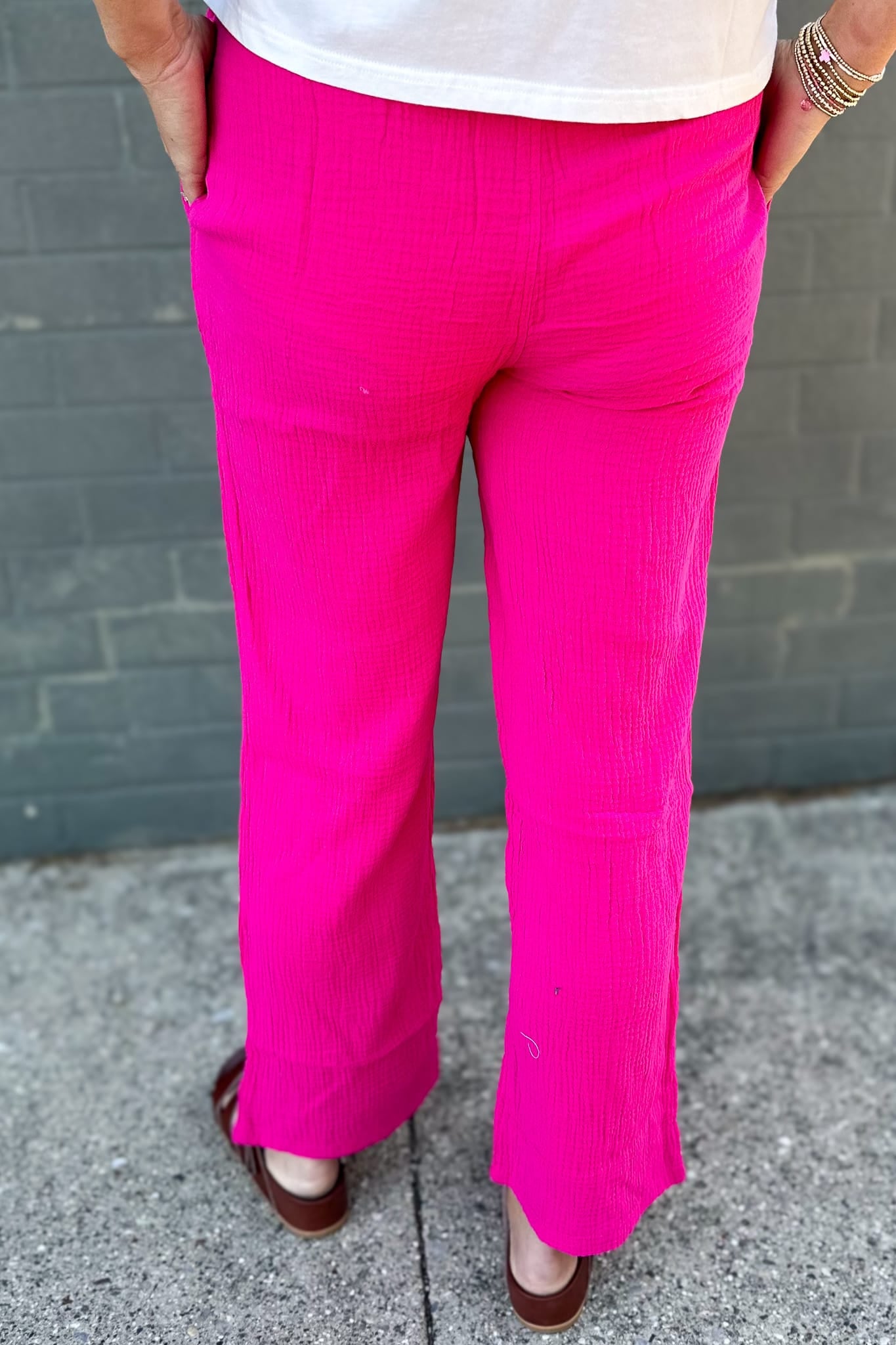 Hot Pink Gauze Pants Back