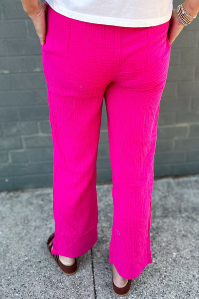 Hot Pink Gauze Pants Back