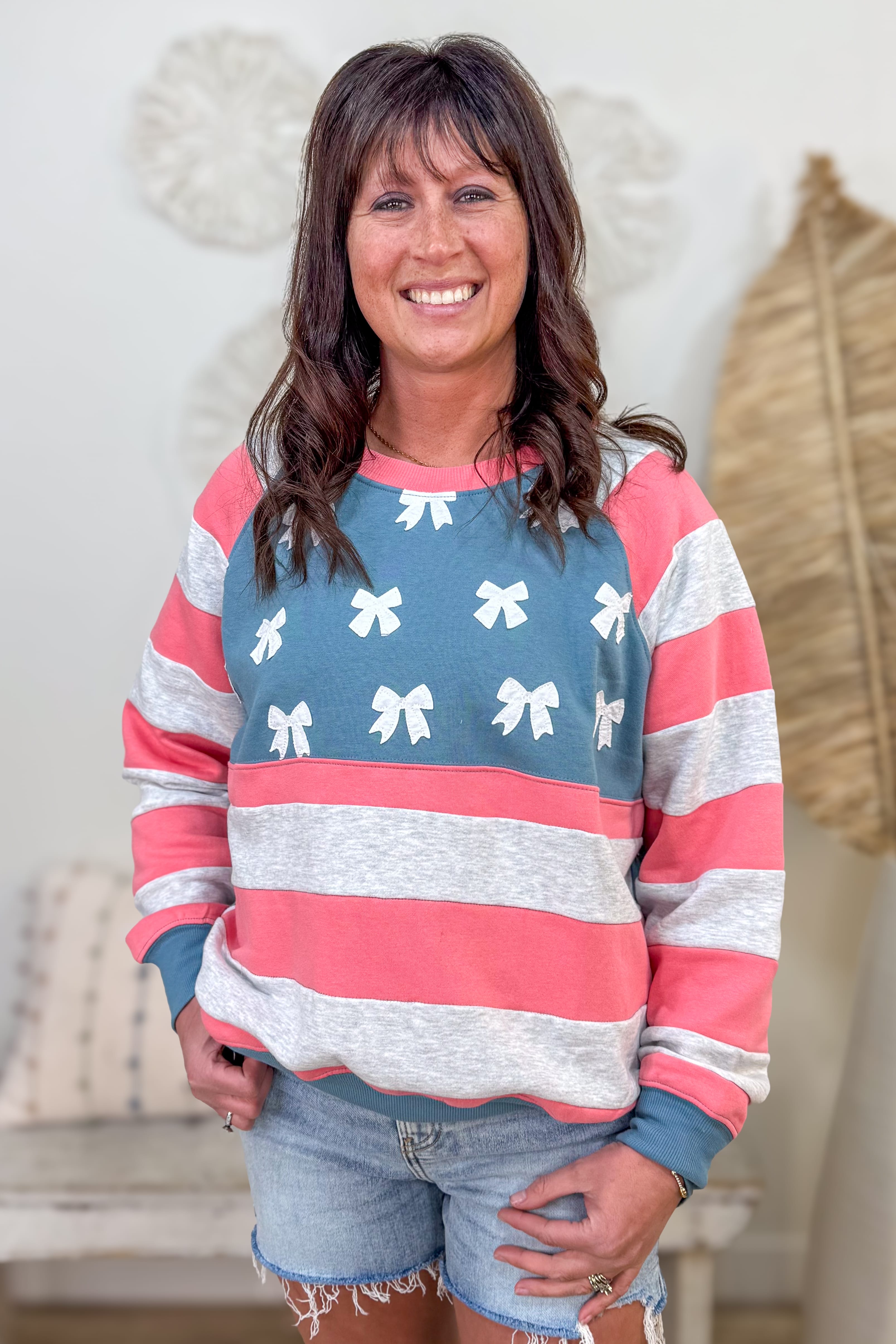 USA Patchwork Crew Pullover