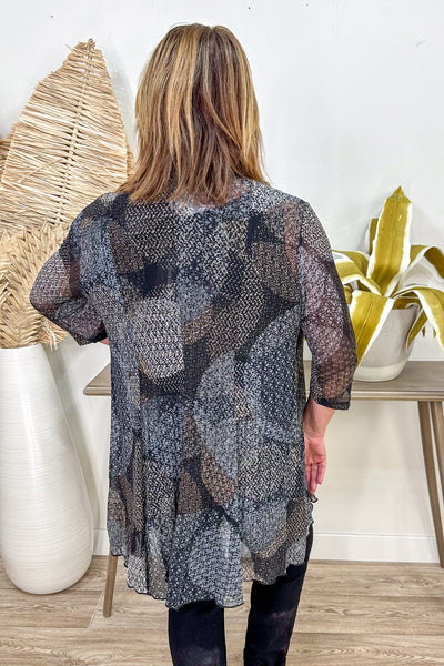 Grey & Brown Sheer Cardigan back