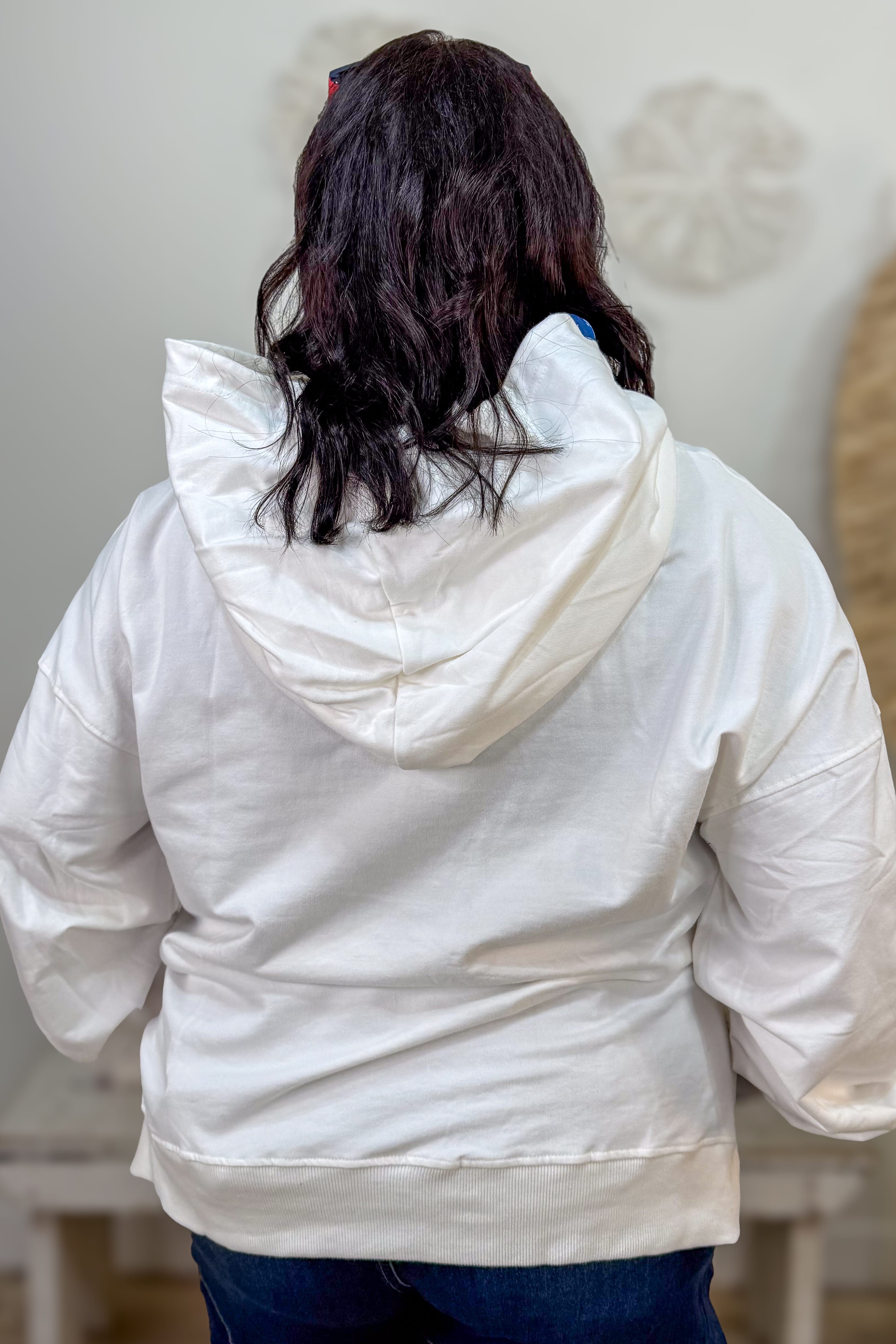 White Floral USA Hoodie Back