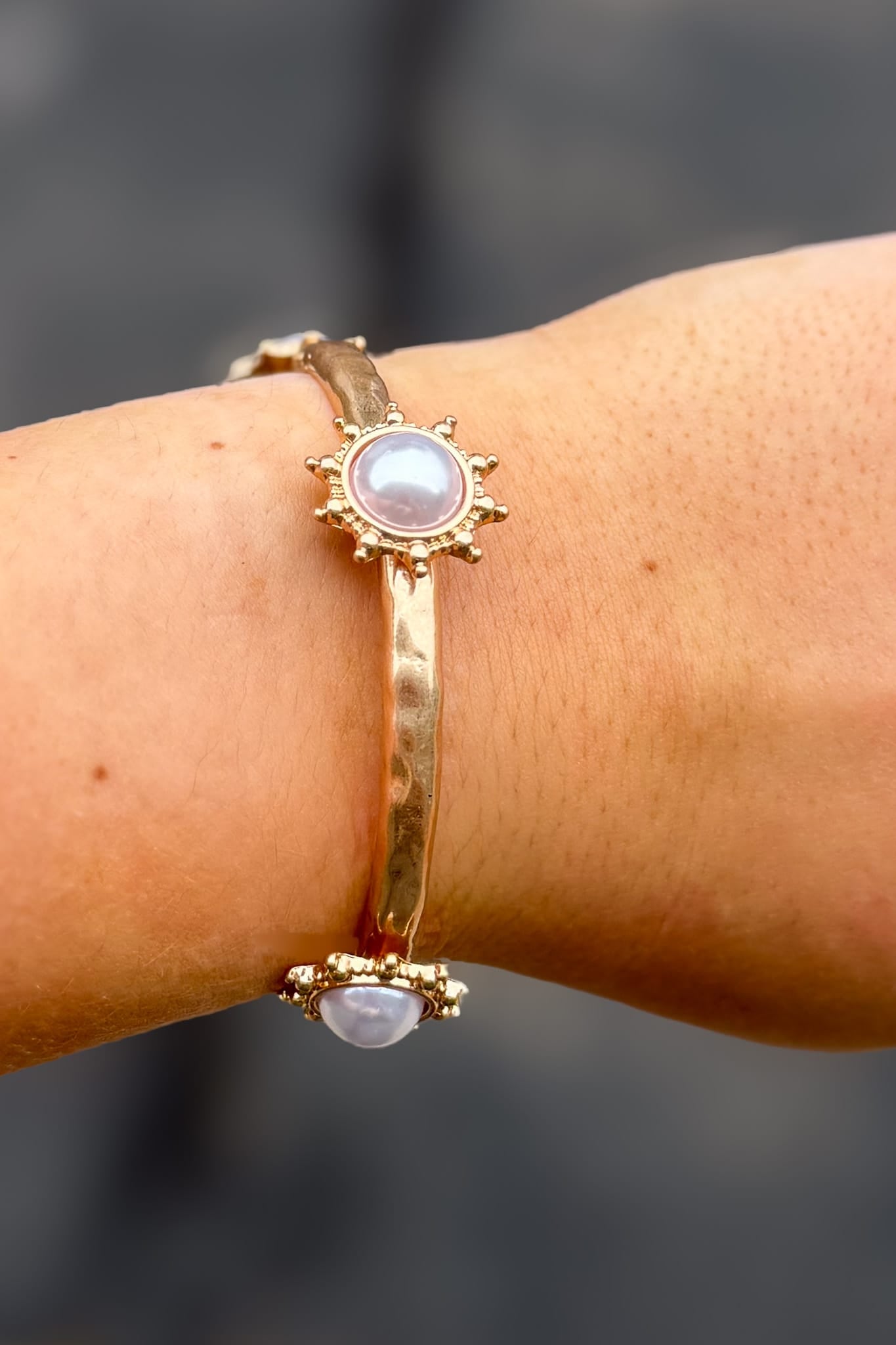 Gold with Pearl Sunburst Bracelet