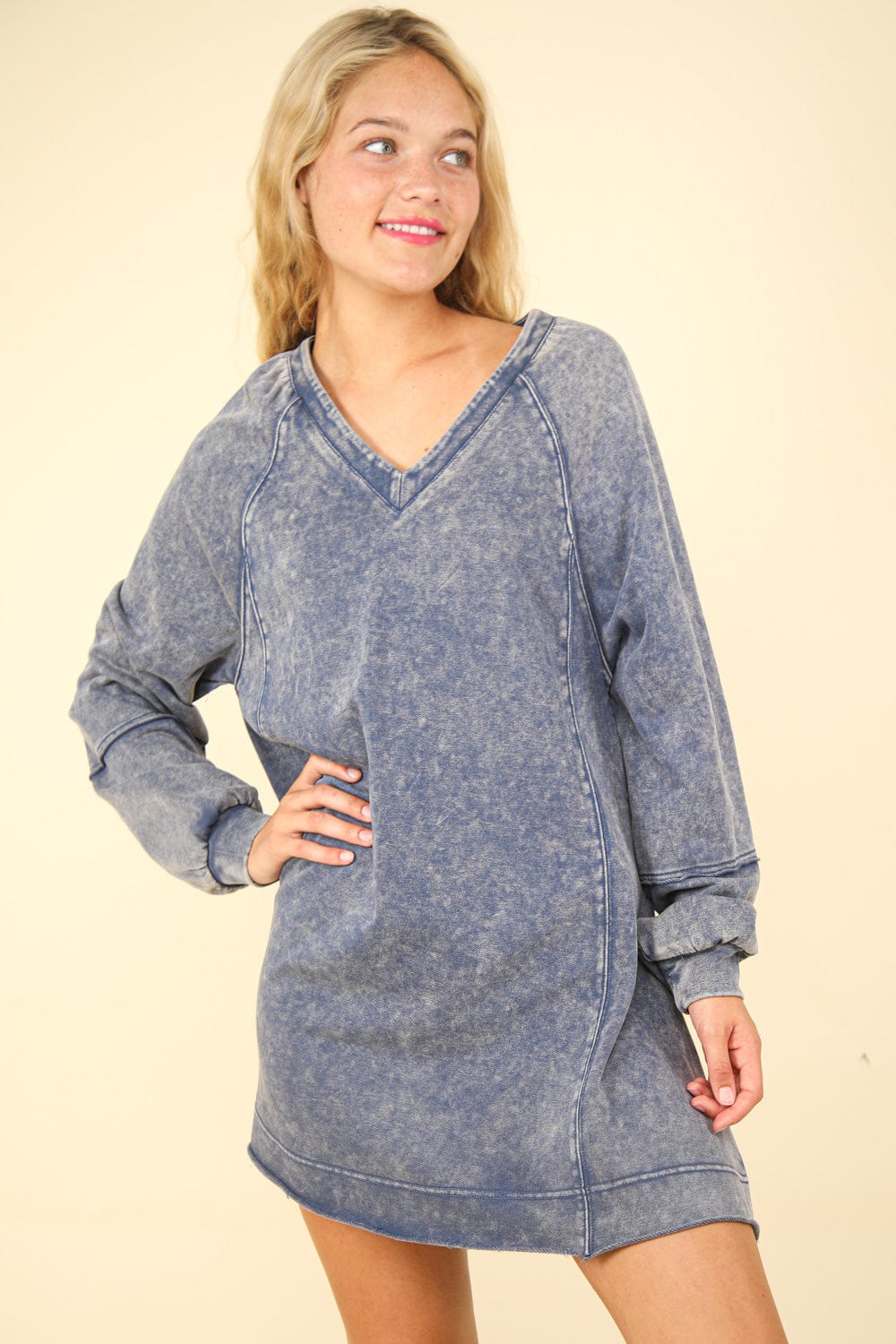Denim Mineral Wash A-Line Mini Dress