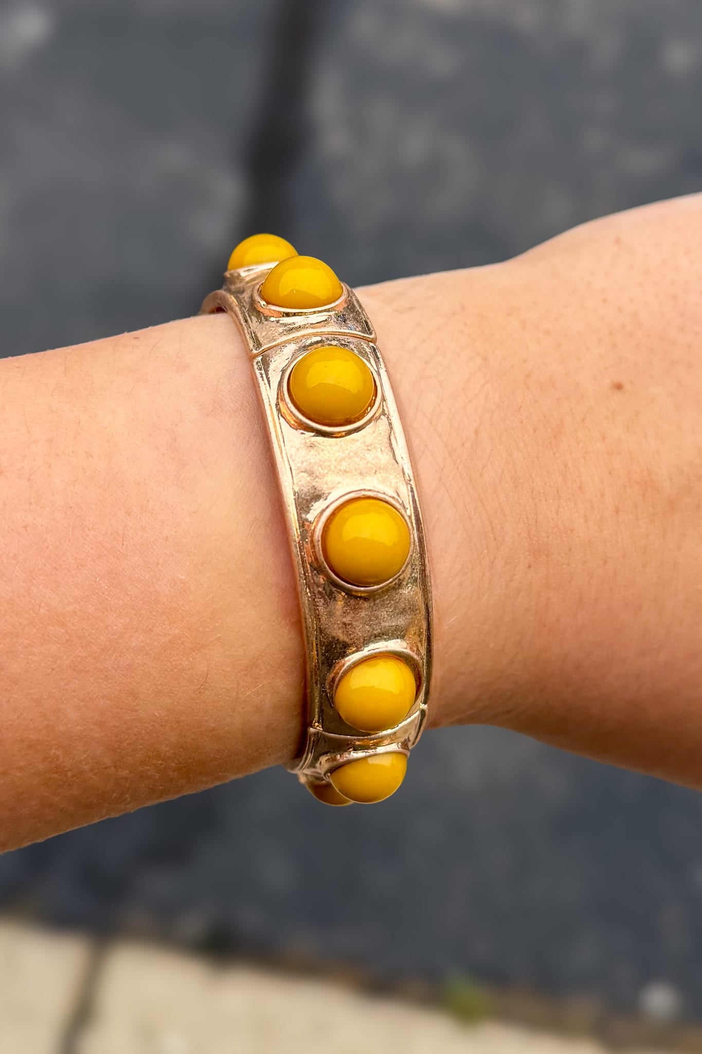 Mustard Bubble Stretch Bangle Bracelet