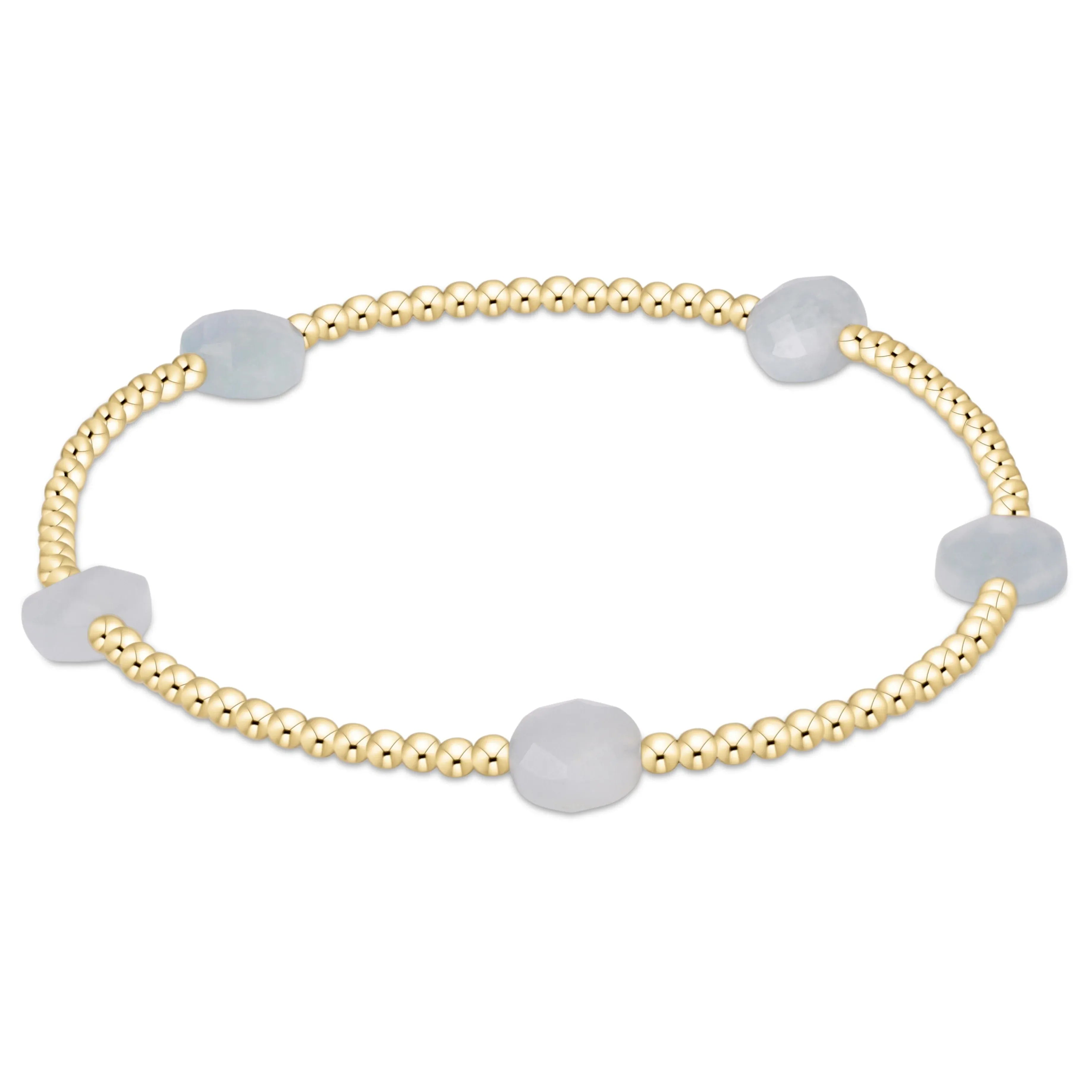 ADMIRE SMALL GEM 2MM GOLD BRACELET - AQUAMARINE