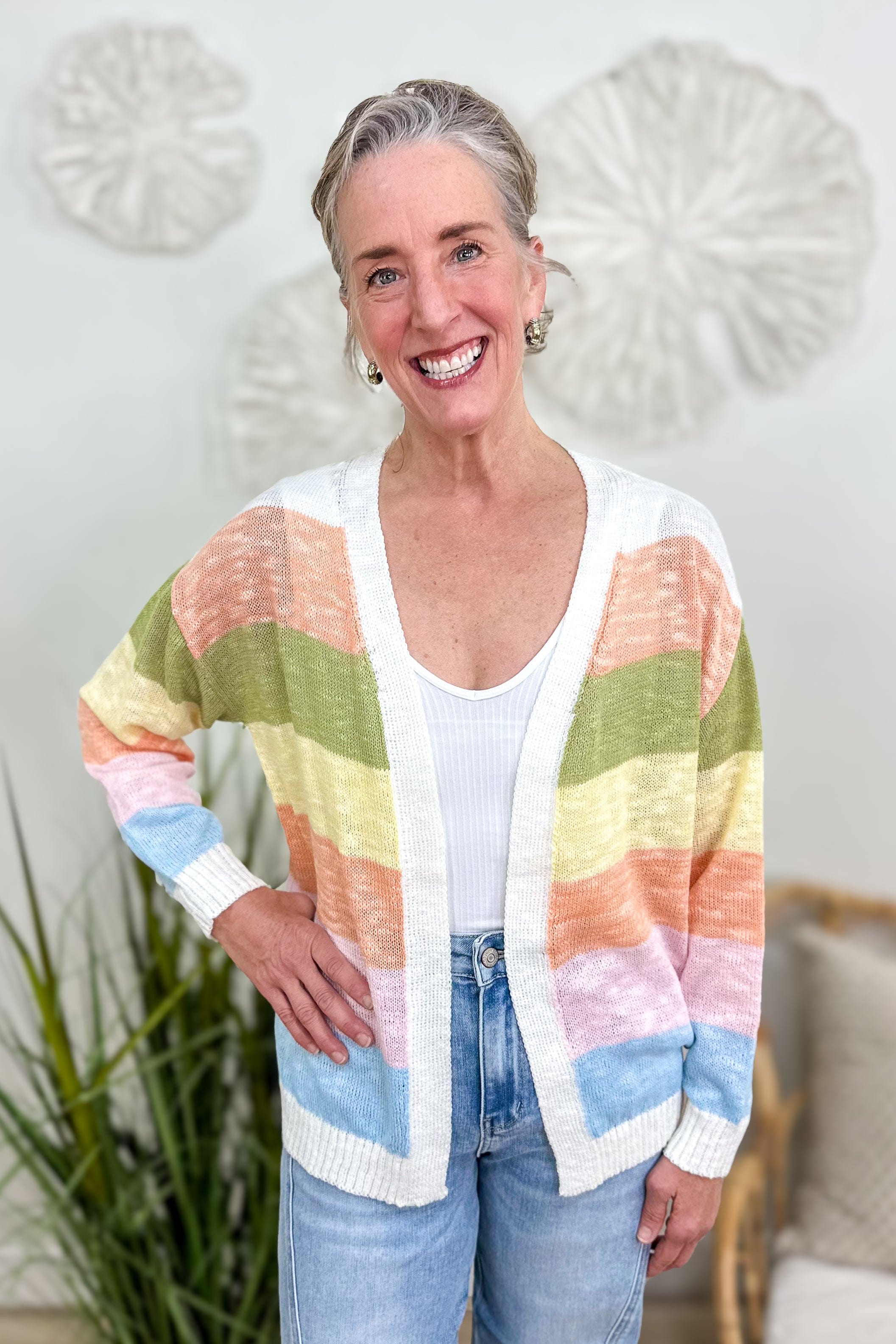 Rainbow Color Block Cardigan