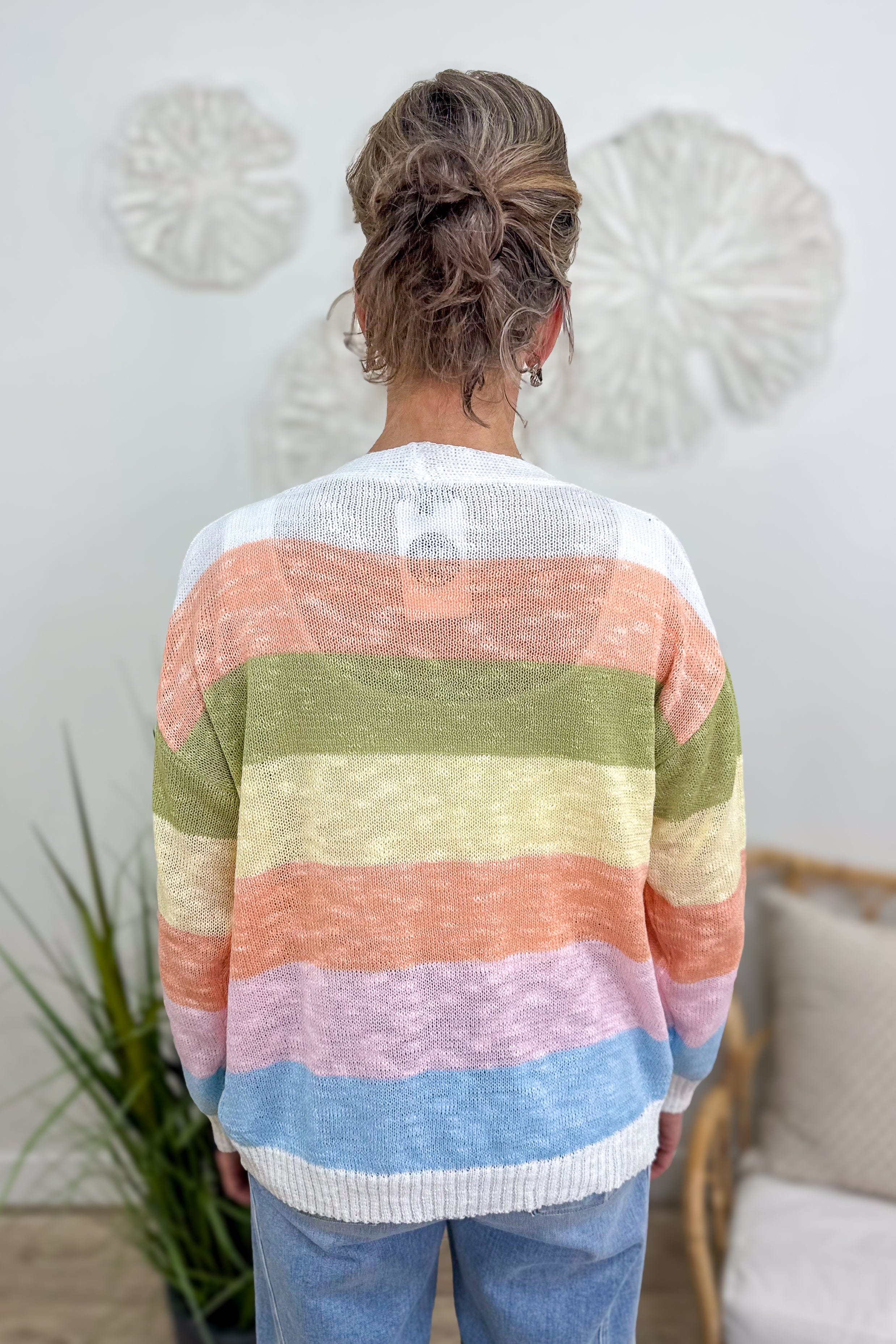 Rainbow Color Block Cardigan back