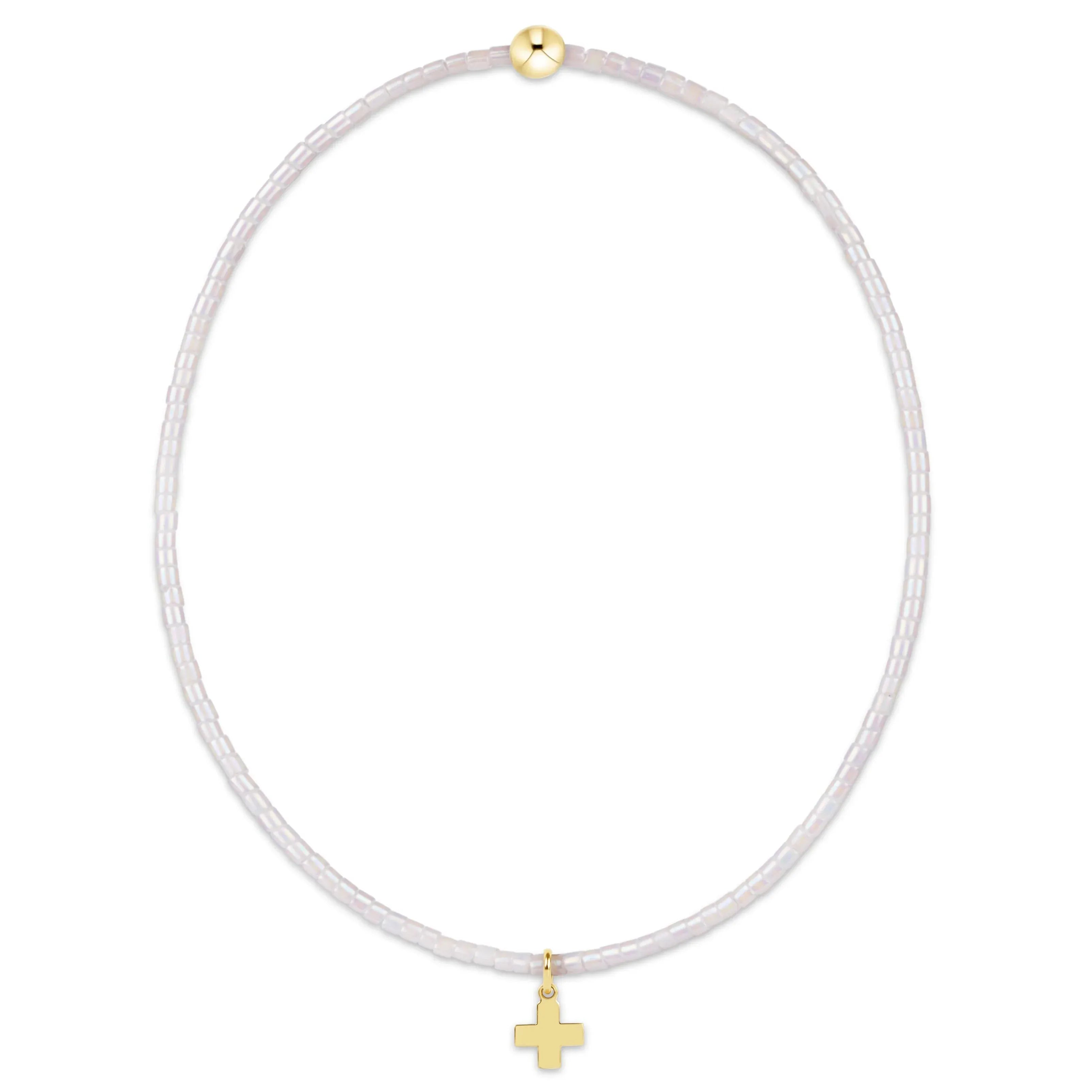Hope Classic Silky White Bracelet - Signature Cross Small Gold Charm