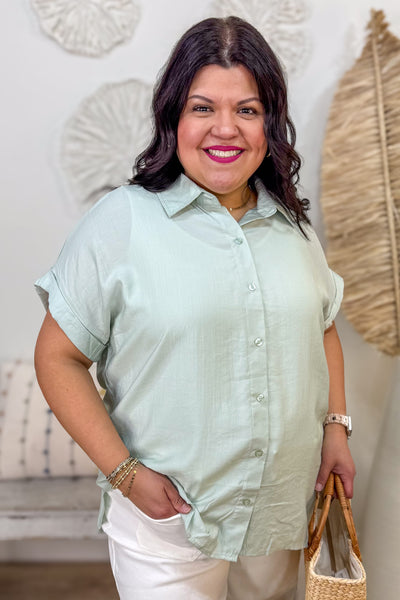 Sage Lightweight Button Shirt