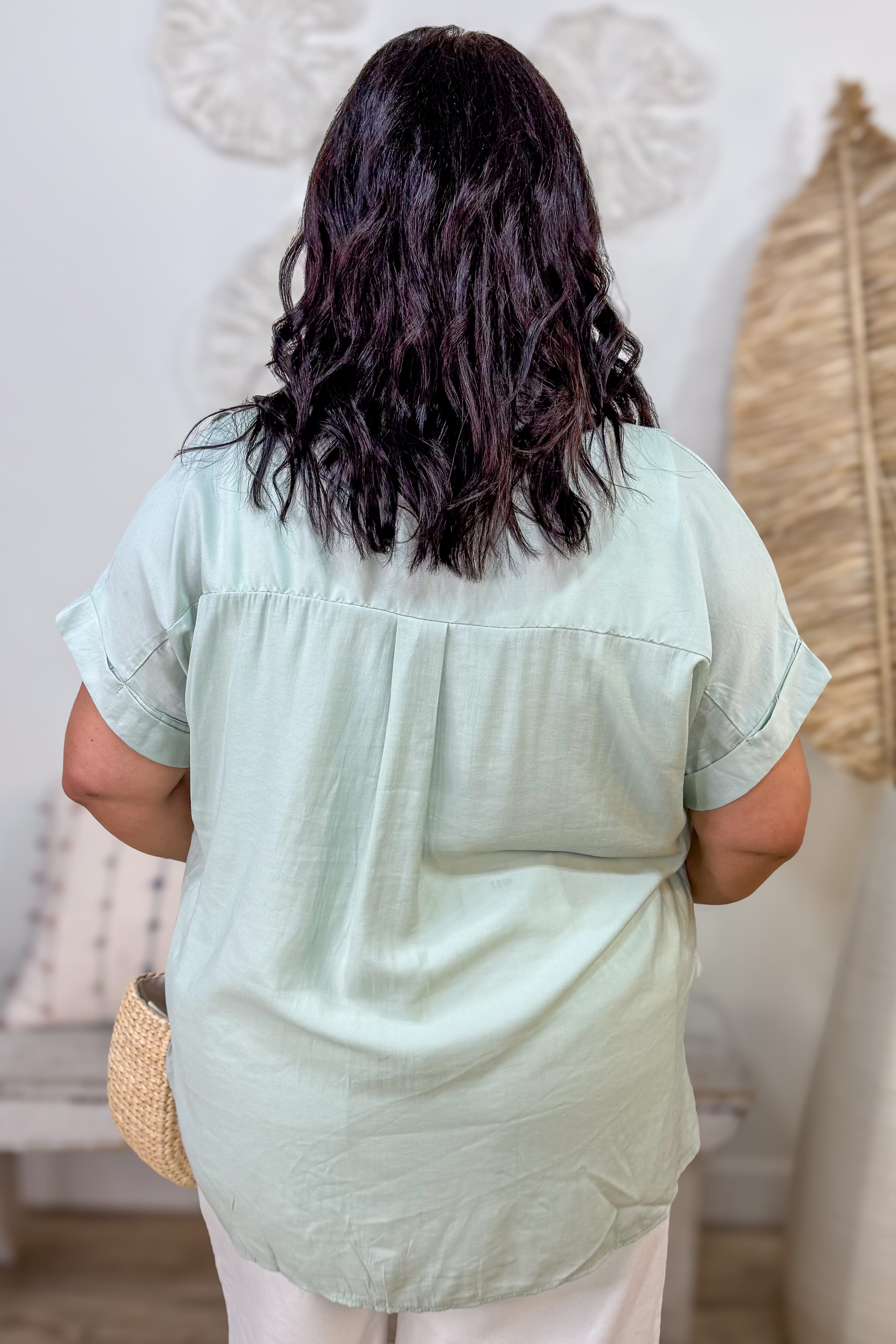 Sage Lightweight Button Shirt Back