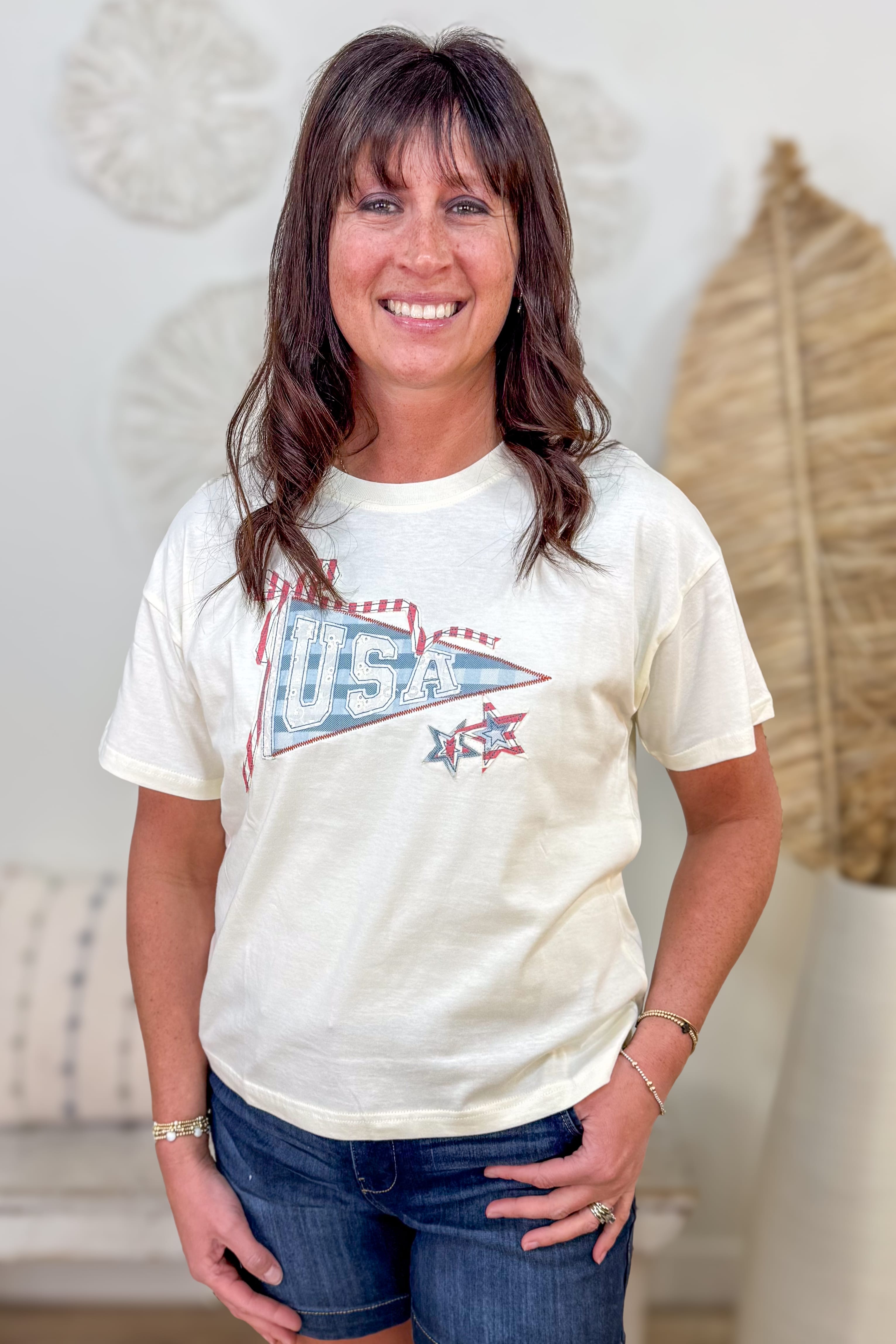 Beige USA Team Flag T-Shirt