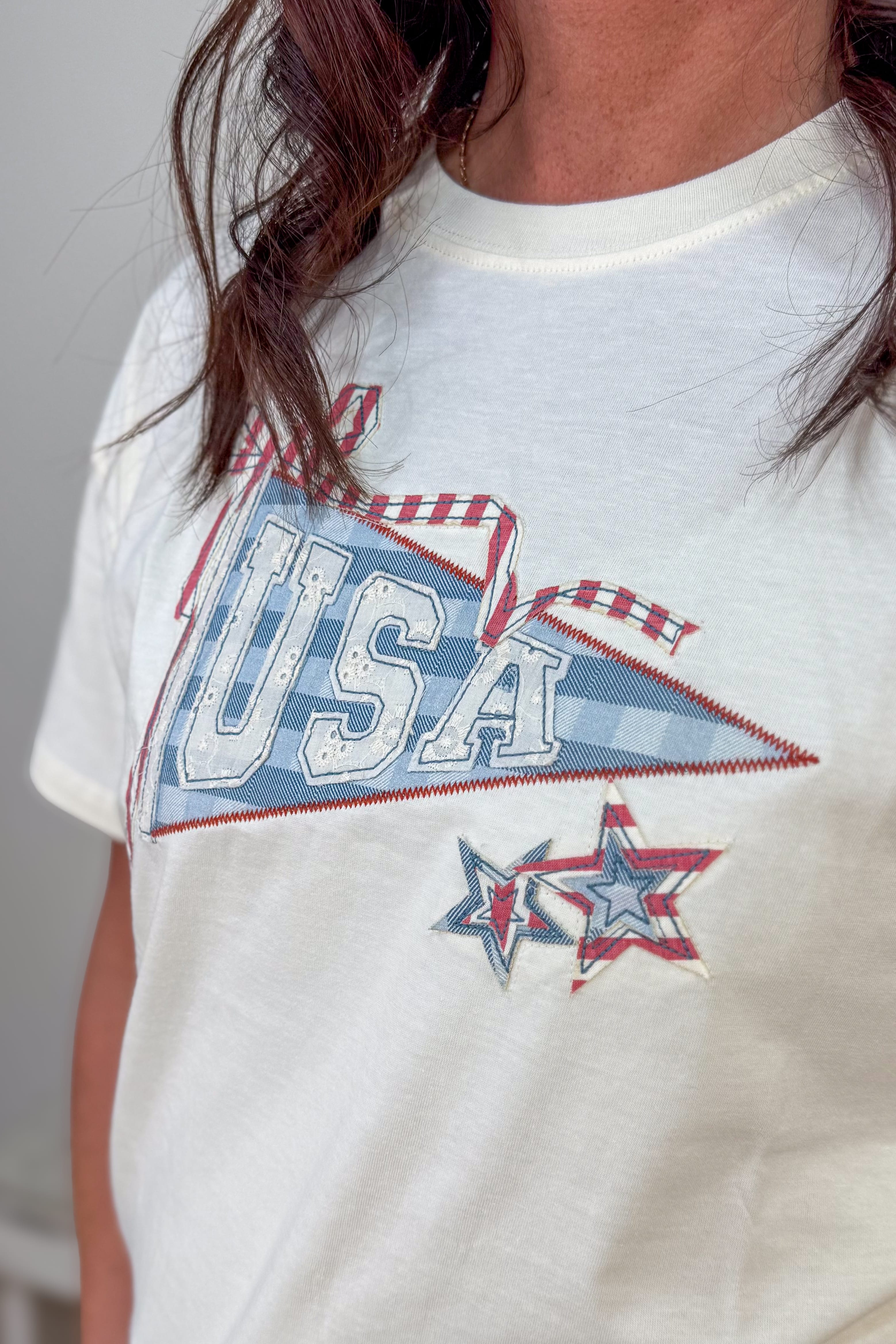 Beige USA Team Flag T-Shirt detail