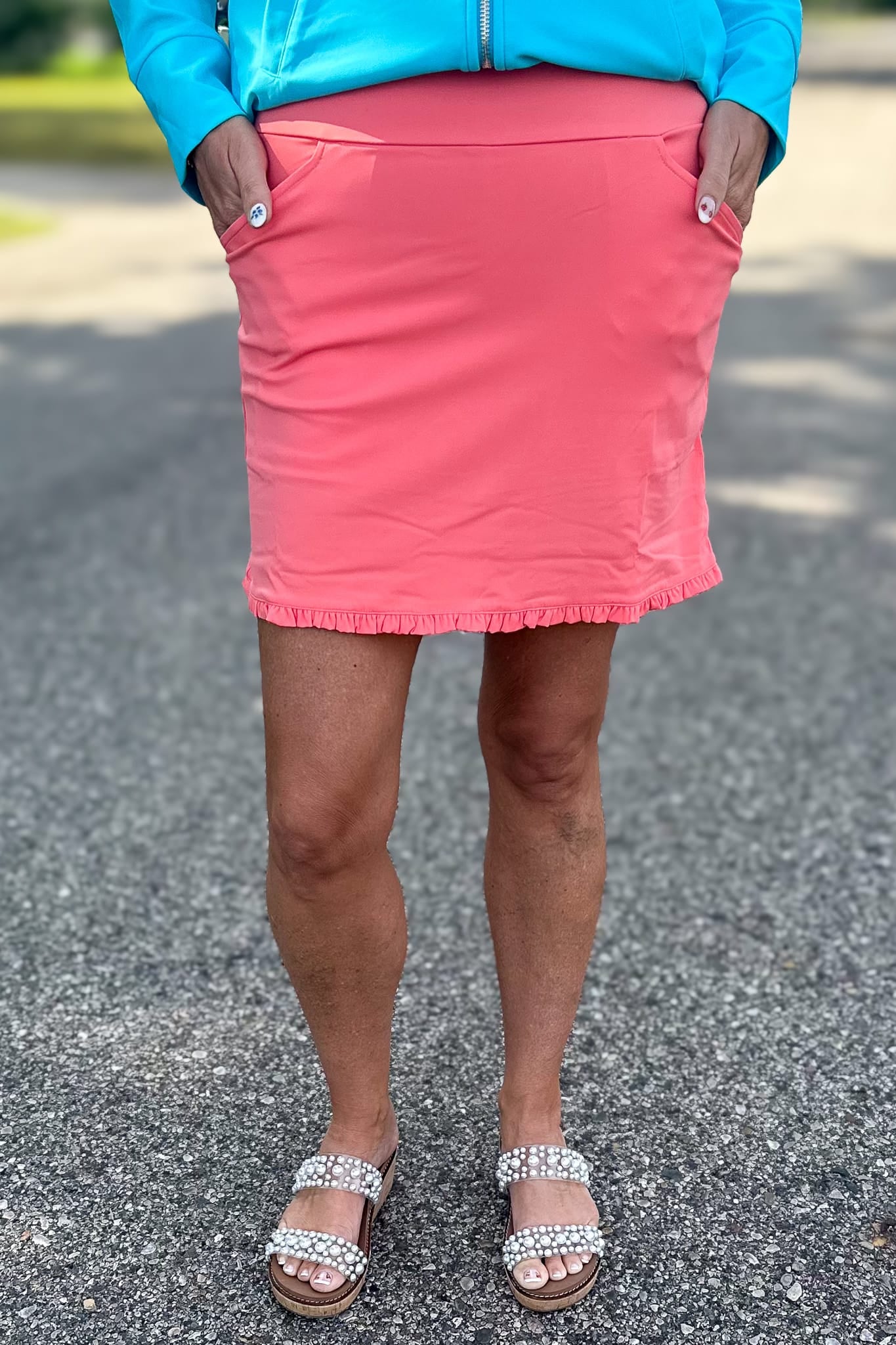 Coral Darlene Ruffle Hem Skort