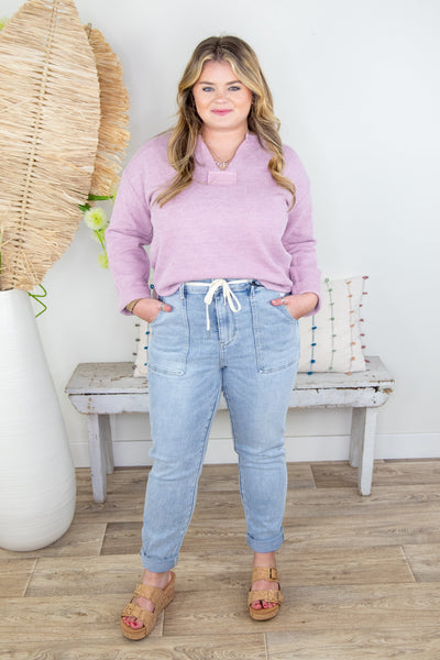 Mauve Rough Hem Knit Top