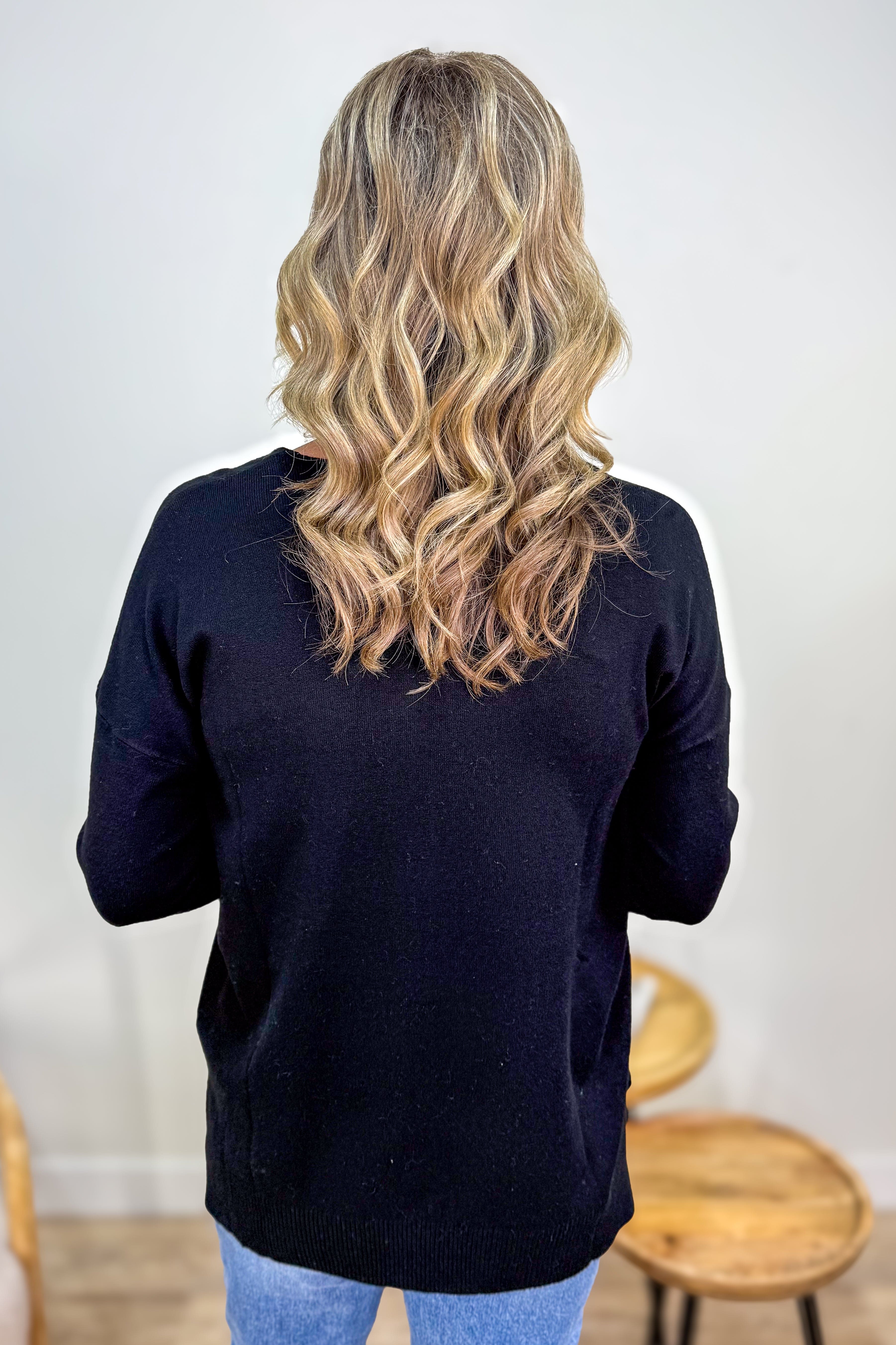 Black Viscose Front Seam Sweater Back