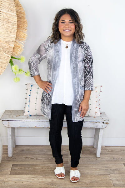Stone & Ivory Stitched Palm Cardigan, styled