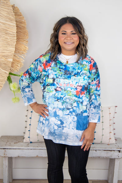 Blues Circular Patterned Top