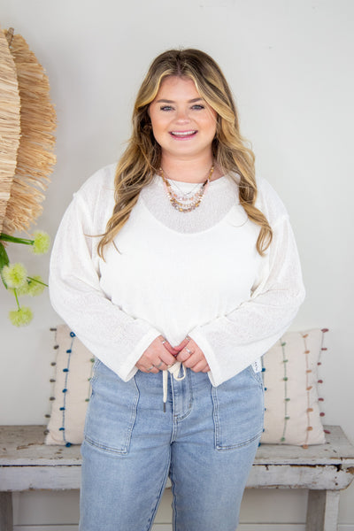 Ivory Relaxed Edge Knit Top