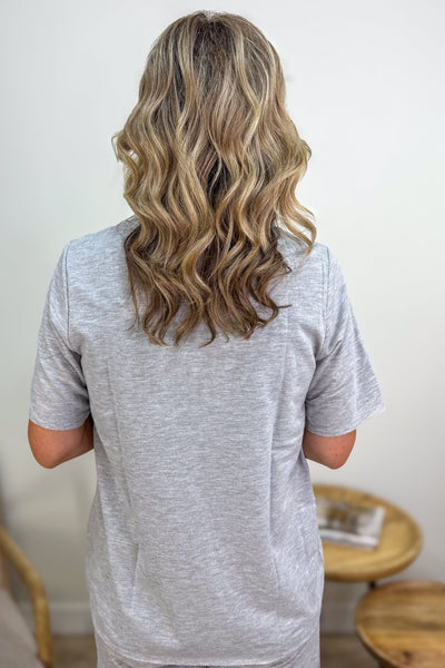 Light Grey Raw Hem Tunic Top Back