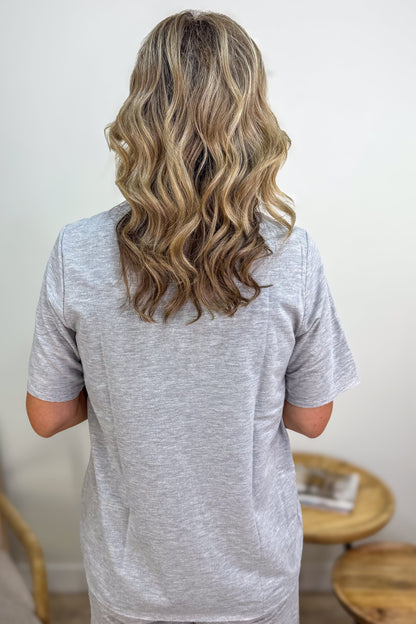 Light Grey Raw Hem Tunic Top