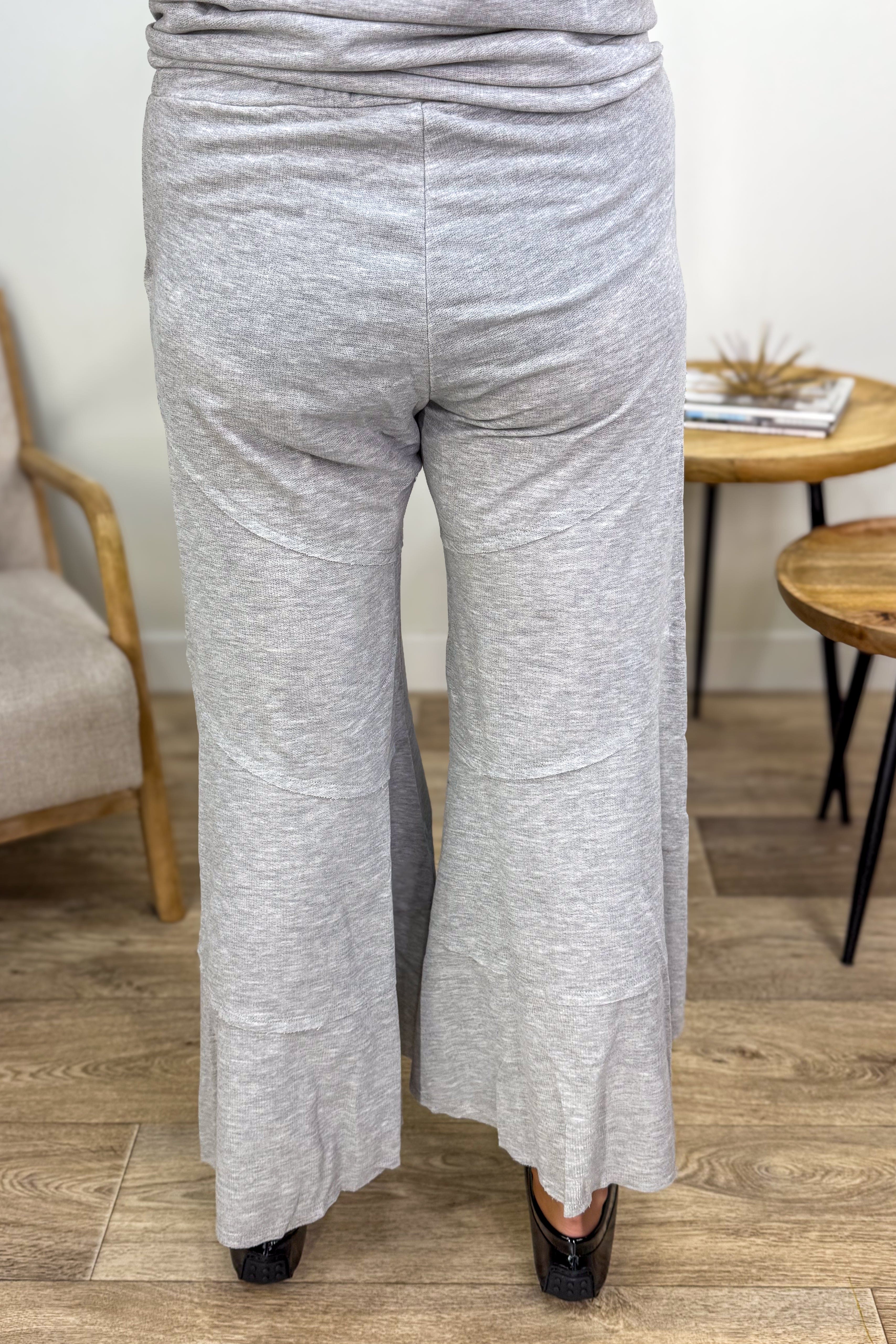 Light Grey Raw Hem Flare Knit Pant