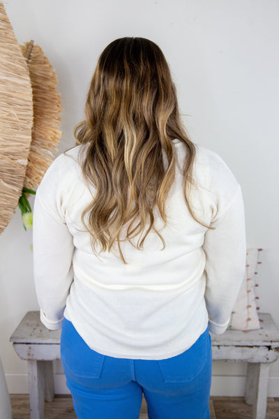 Ivory Rough Hem Knit Top, back