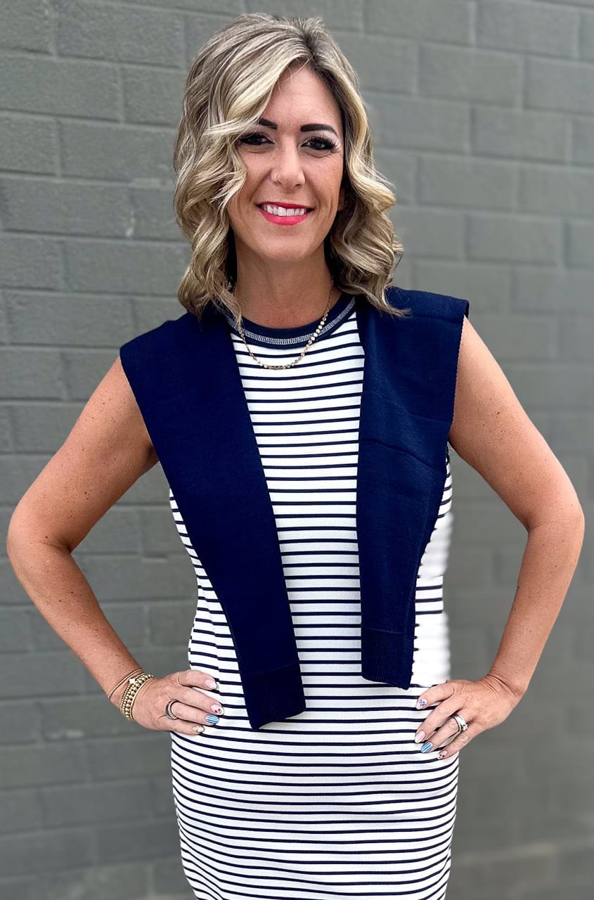 Navy Preppy Mock Sweater Wrap