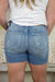 Rhinestone Cut Off Denim Shorts